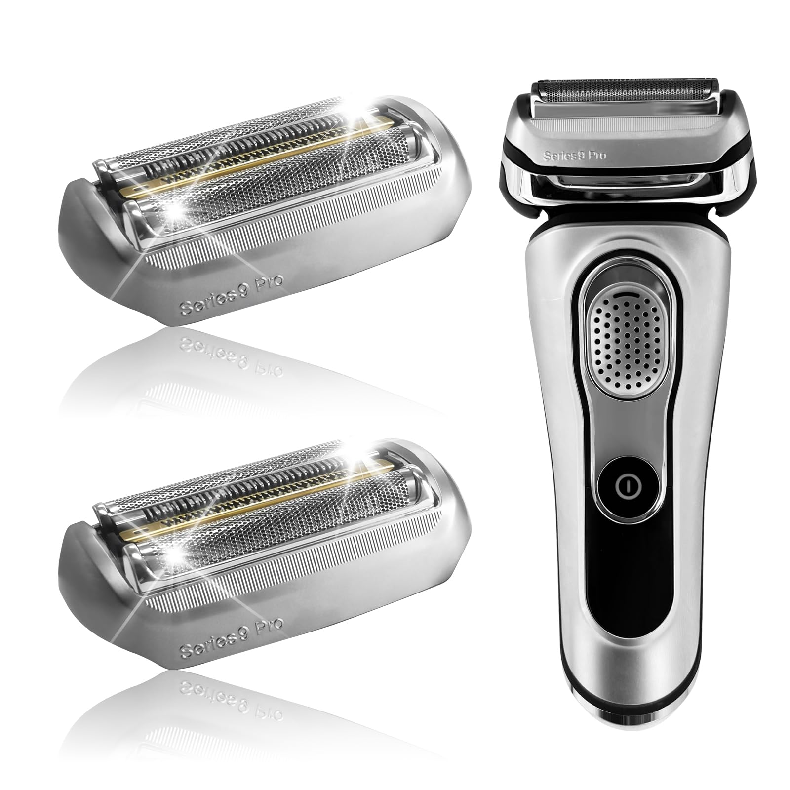 2 Pack 94M Electric Replacement Shaver Heads - Compatible with Braun Series 9 Pro & Series 9 Razors (Silver) - Perfect for Travel & Daily Shaving