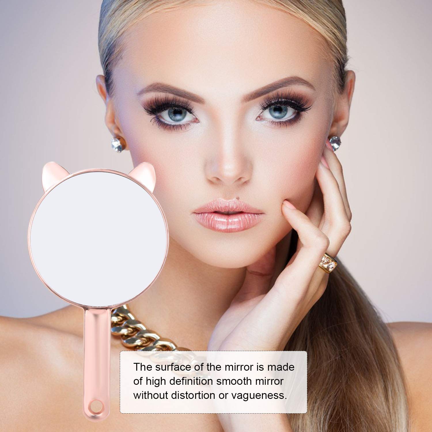 Rose Gold Round Makeup Mirror - Portable Travel Cosmetic Mirror with Stand for Vanity, Bathroom & On-the-Go Touch Ups