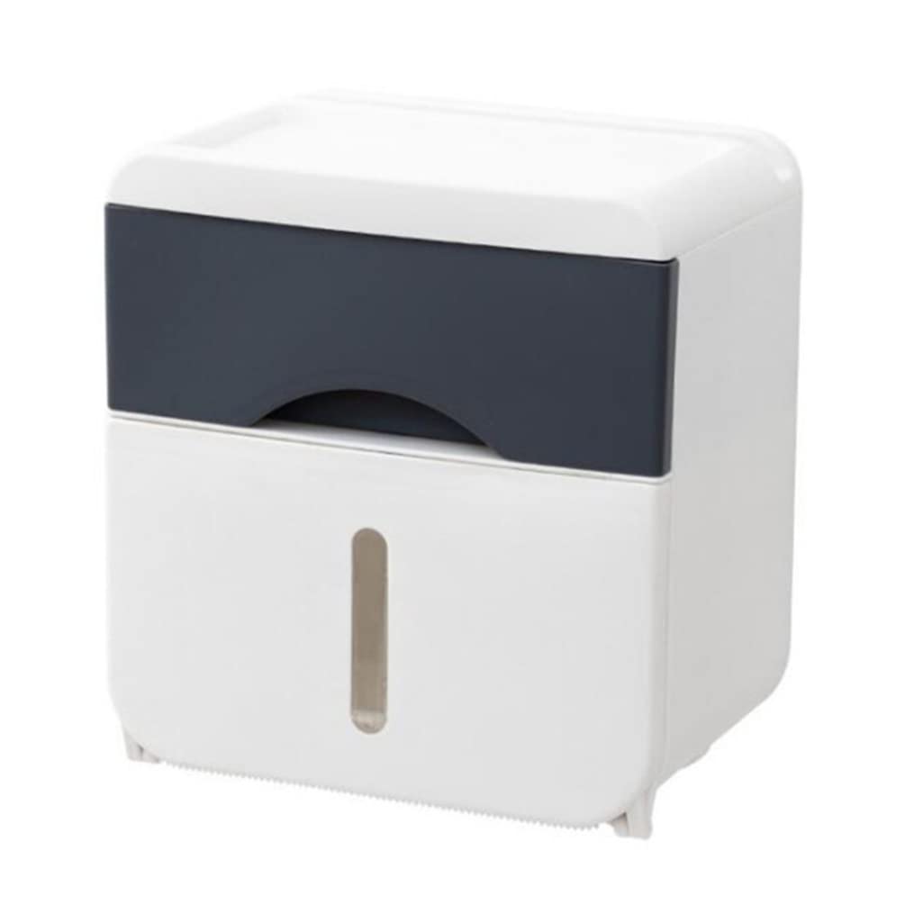 FOMIYES No-Drill Bathroom Storage Box & Toilet Paper Holder - ABS Wall-Mounted Tissue Organizer for Bathroom, Kitchen, RV - Space-Saving Shelf for Toilet Rolls, Facial Tissues & Bath Essentials