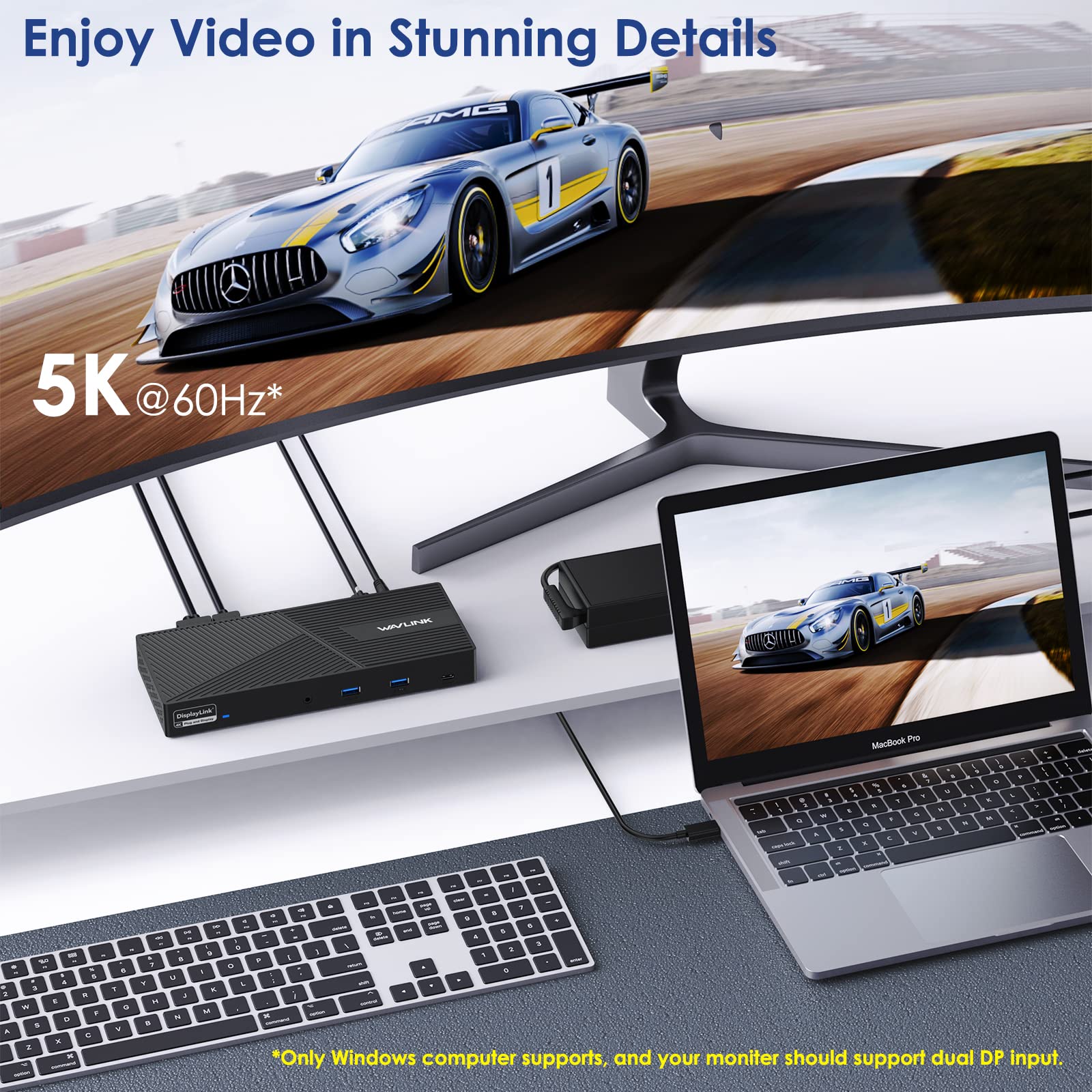 WAVLINK 12-in-1 Triple 4K DisplayLink Docking Station with Dual DP & HDMI Ports, USB A/C, PD Charging - Compatible with MacBook, Dell XPS, Steam Deck, HP, Lenovo ThinkPad, Surface Pro - Perfect for Home Office, Gaming & Multi-Monitor Workstations