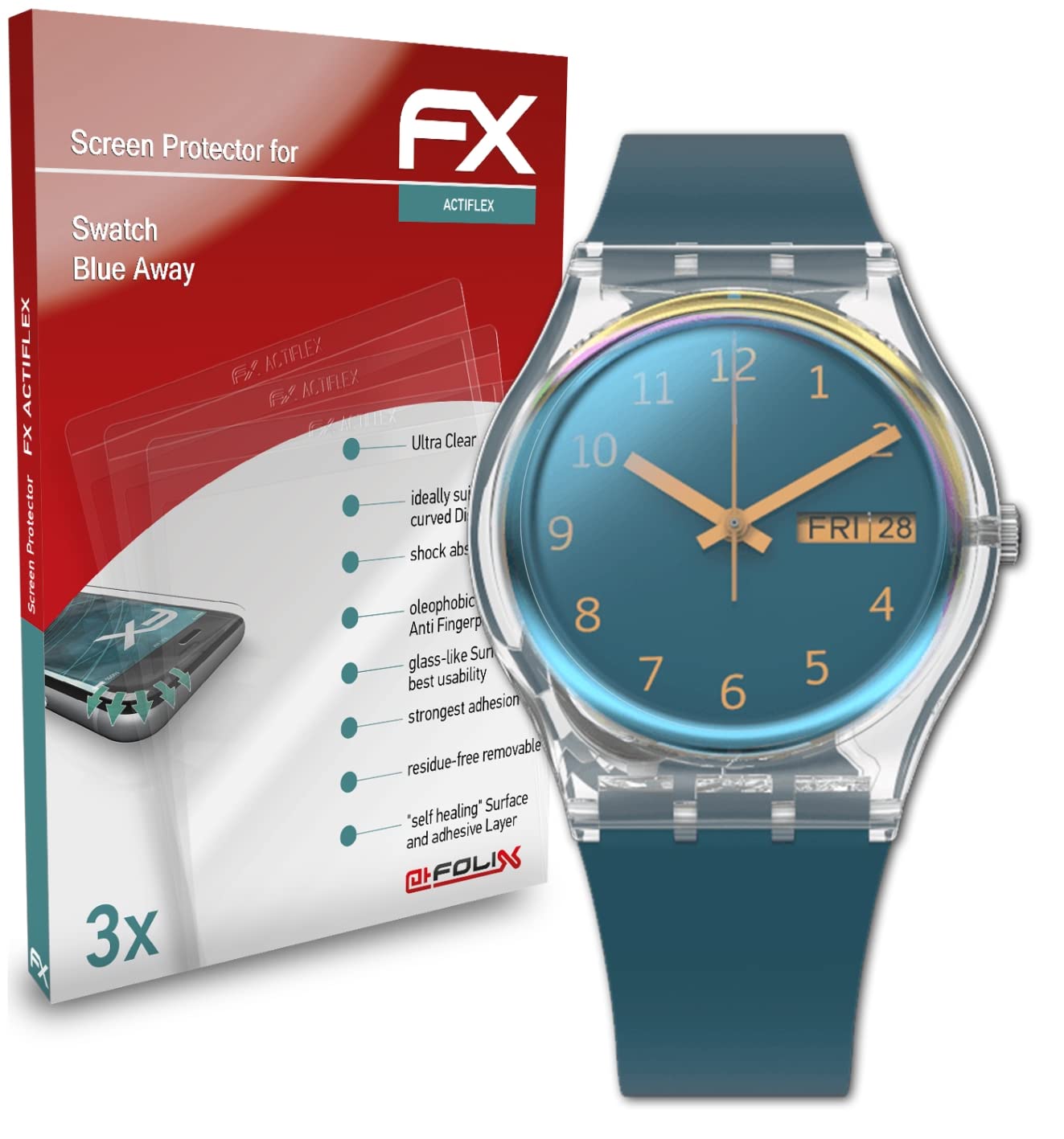 Swatch Blue Away Screen Protector - Ultra Clear & Flexible FX Protection Film (3-Pack) | Scratch-Resistant, Bubble-Free for Smartwatches & Fitness Trackers
