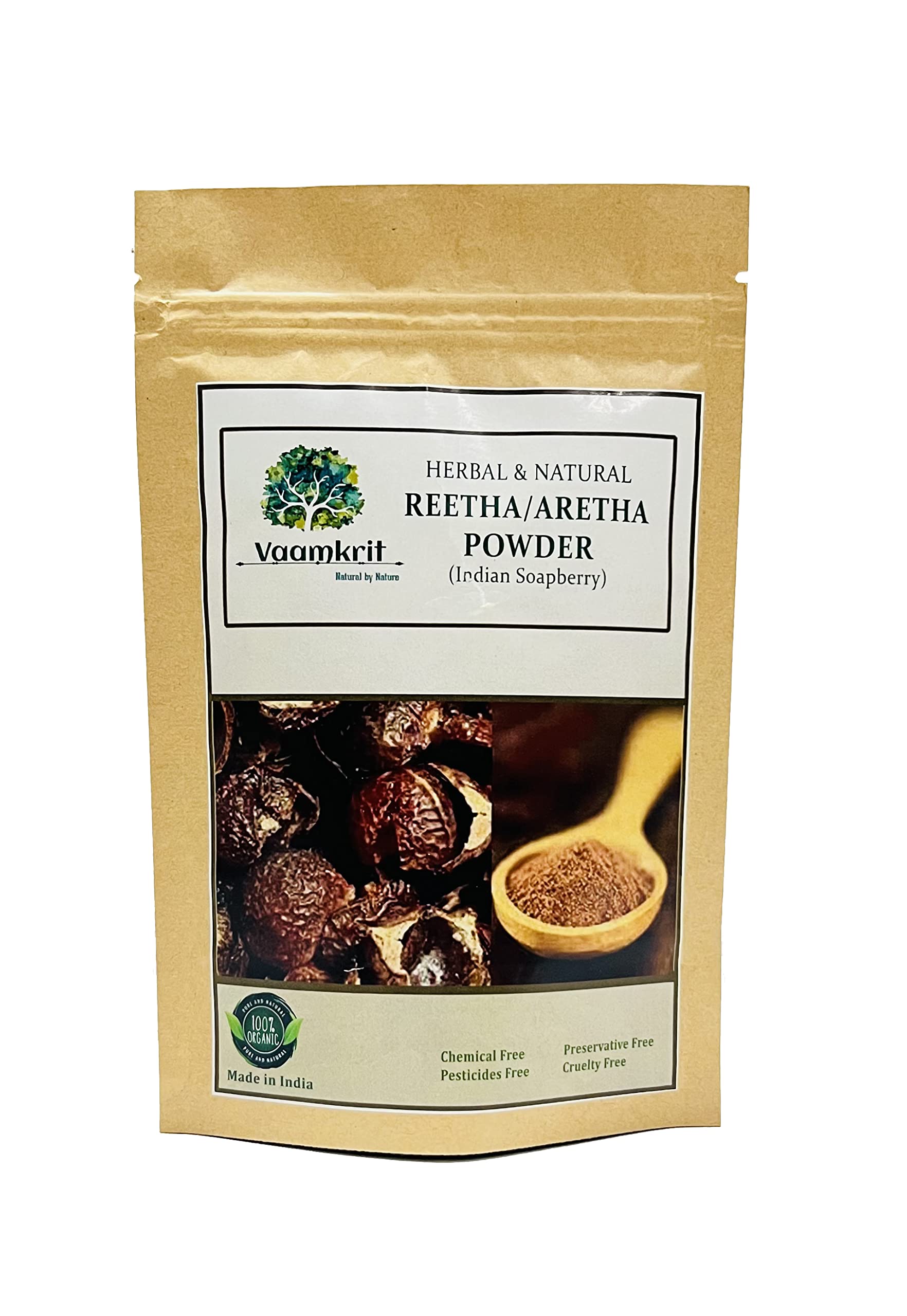 Vaamkrit 100% Natural Reetha Soapnuts Powder for Silky Smooth Hair - Herbal Shampoo & Hair Care Solution - Perfect for Natural Cleansing, Scalp Health & Shine Enhancement