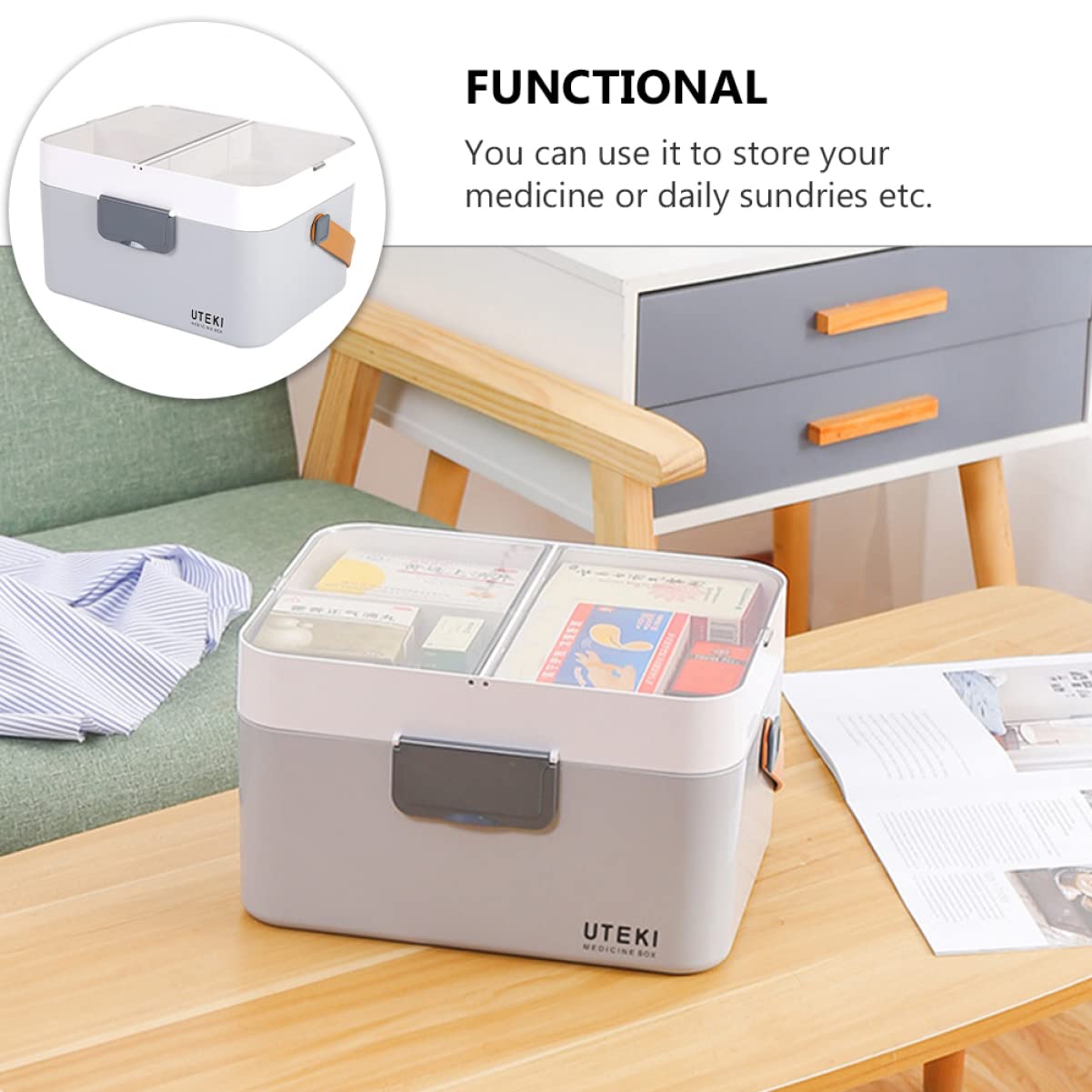 DOITOOL Double Layer Makeup Storage Box - Portable Travel Cosmetic Organizer for Family, Tablet & Beauty Tools - Perfect for Home, Travel & Outdoor Use