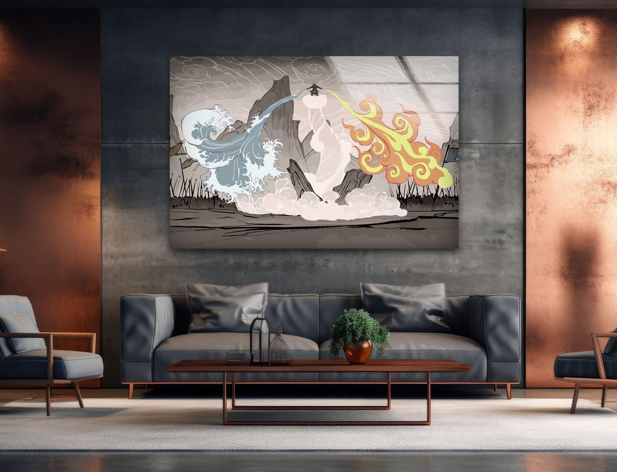 The Last Airbender Anime Glass Wall Art - Stunning Decor for Living Room, Bedroom & Office | Perfect Gift for Avatar Fans