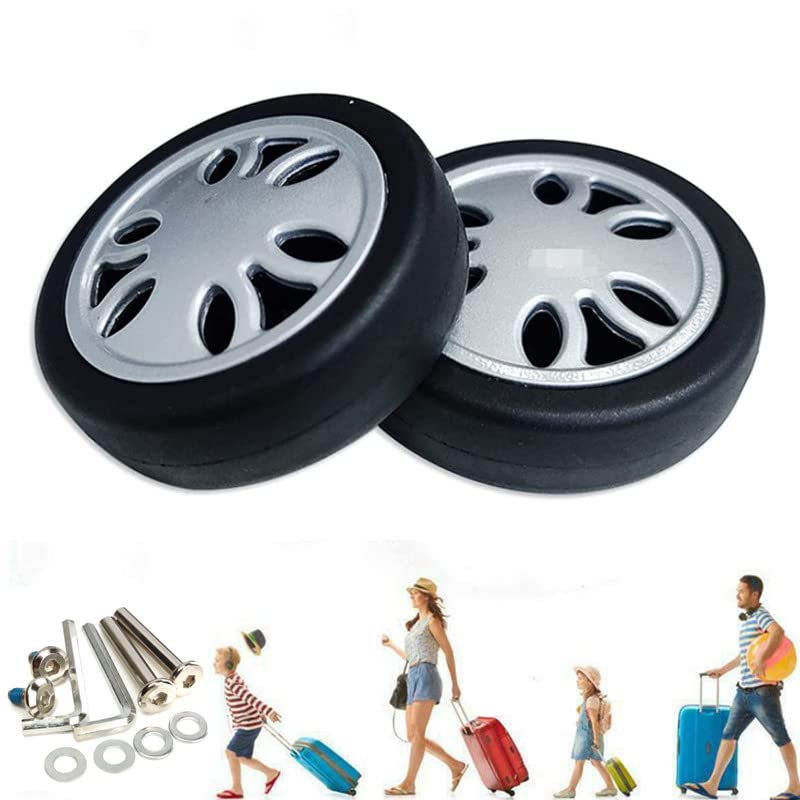 55x15mm Black Luggage Suitcase Replacement Wheels - 2PC Silent Swivel Caster Wheels with Bearings for Suitcase Repair | Travel Accessories for Smooth Mobility