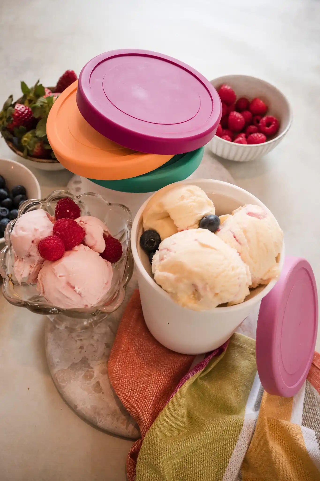 4-Piece Silicone Mixed Lid Set - Airtight & Leakproof for Food Storage - Perfect for Meal Prep, Leftovers & Freezing