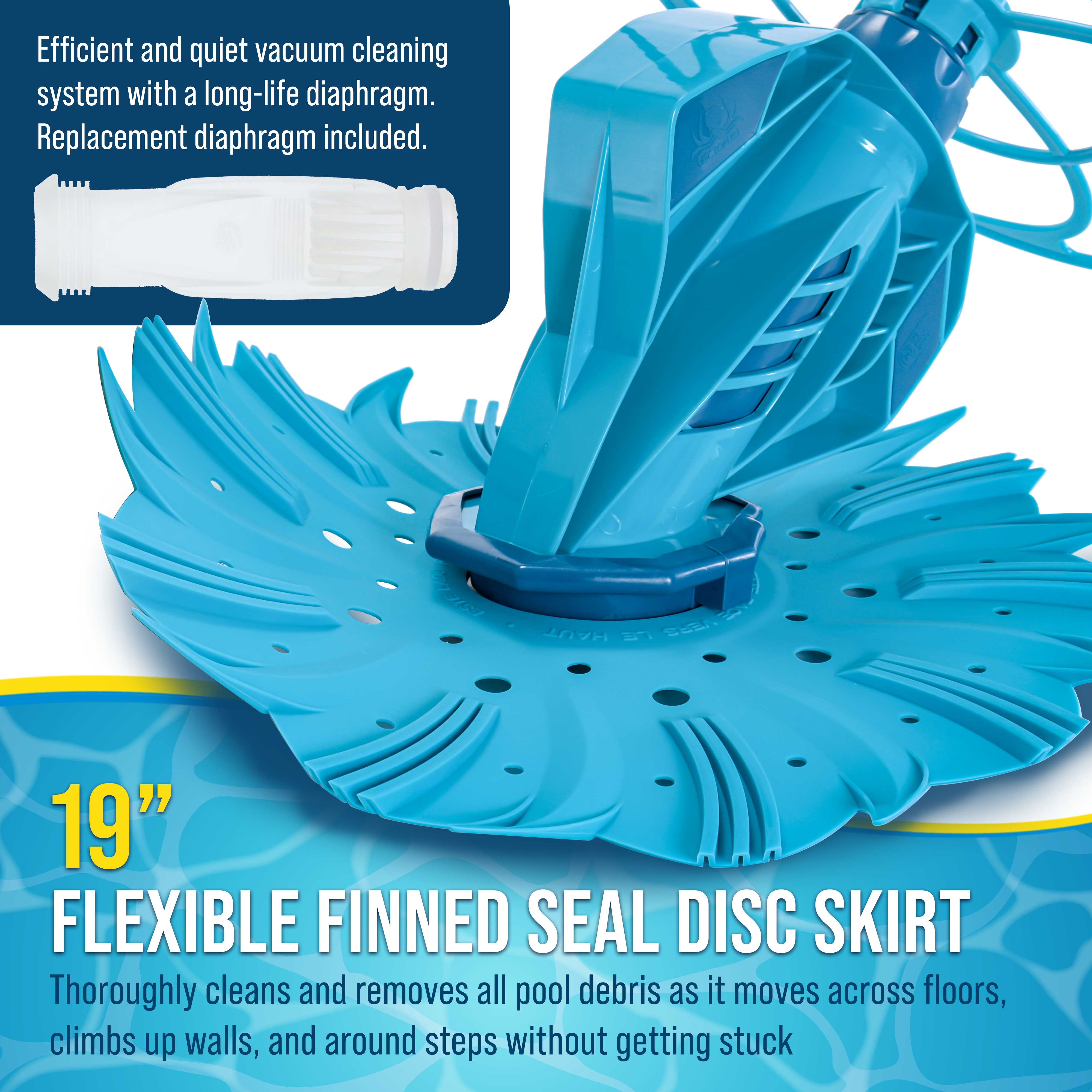 Octopus Professional Automatic Pool Vacuum Cleaner with Hose Set - Powerful Suction for In-Ground & Above Ground Pools - Removes Leaves, Dirt & Debris from Pool Floors & Walls - Ideal for Residential & Commercial Swimming Pool Maintenance