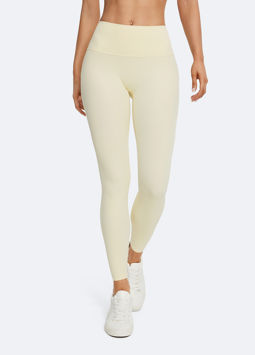 Butter Yellow High Waist Leggings for Women - Soft & Stretchy Yoga Pants for Workout, Running, Lounge Wear