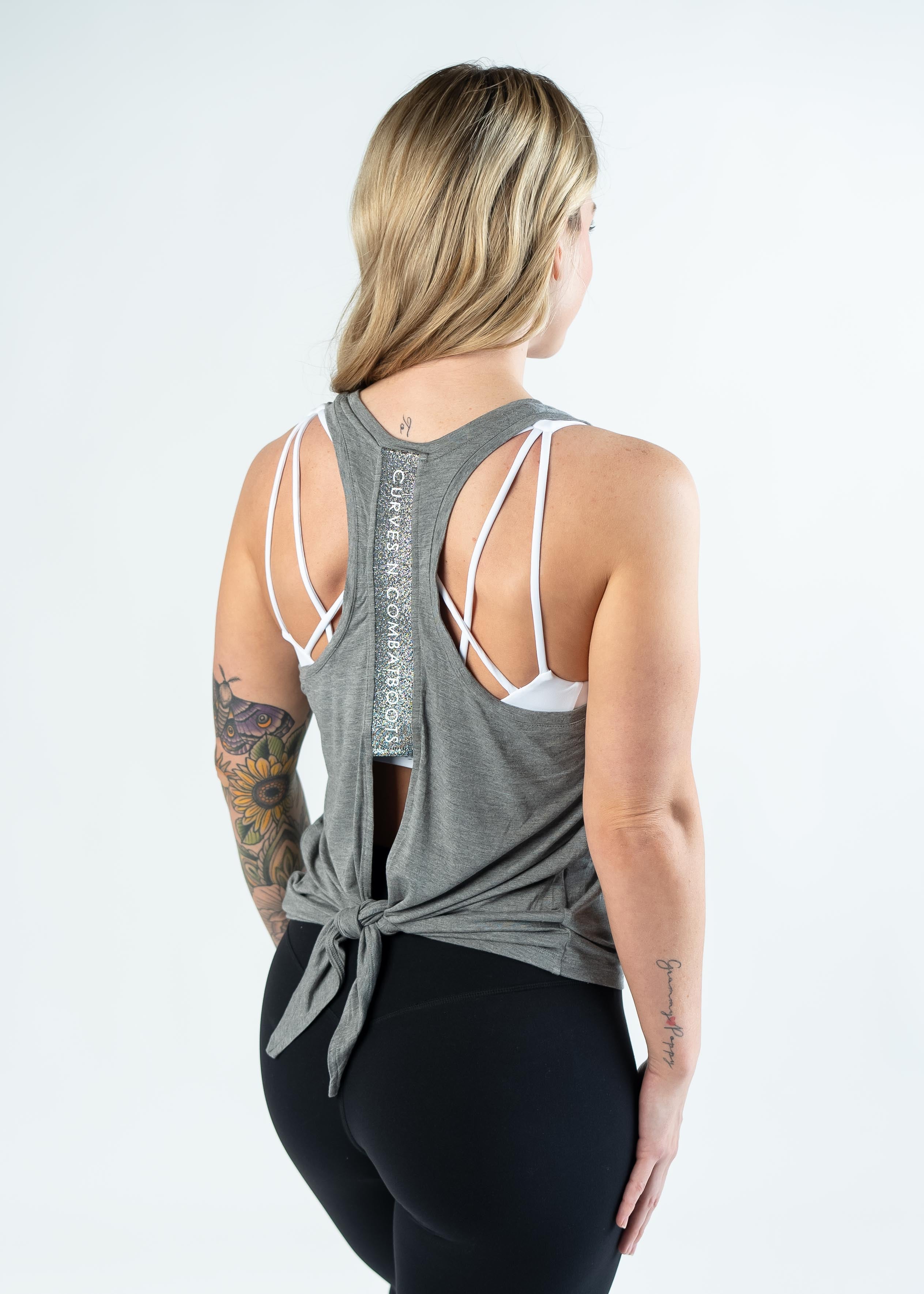 Women's Grey Tie Back Tank Top - Comfortable & Stylish for Summer, Beach, and Casual Wear