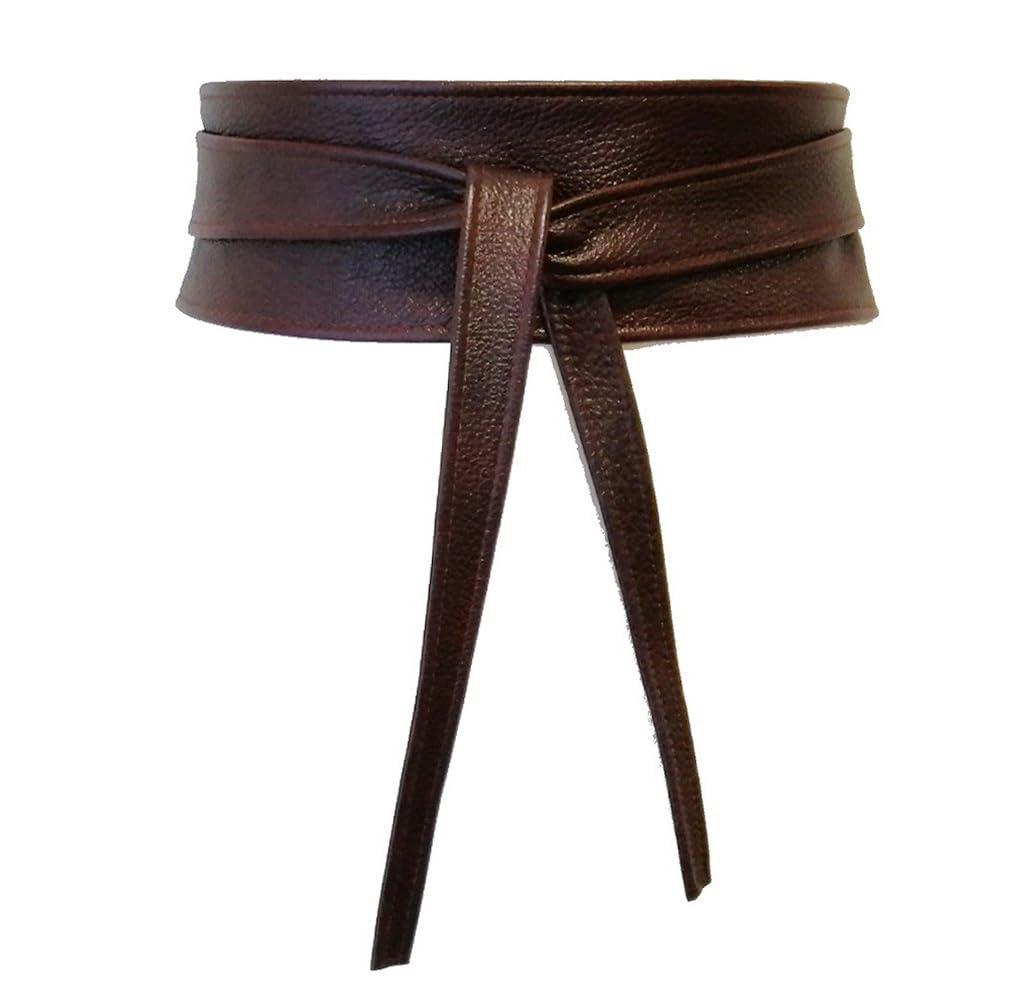 Genuine Leather Women's Waist Belt - 2.5 Inch Wide Handmade Wrap Obi Cincher Belt for Dresses, Skirts & Outfits | Fashion Accessory for Casual & Formal Wear