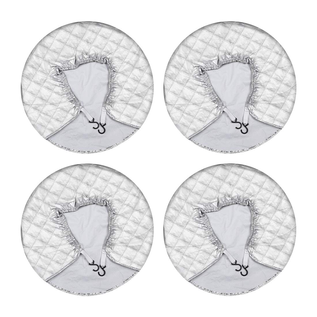 X AUTOHAUX 4-Piece Waterproof Aluminum Tire Covers for Cars & RVs (30-32 Inch, Silver) - Durable Tyre Protectors for All-Weather Protection & UV Resistance | Perfect for Parking, Storage & Travel