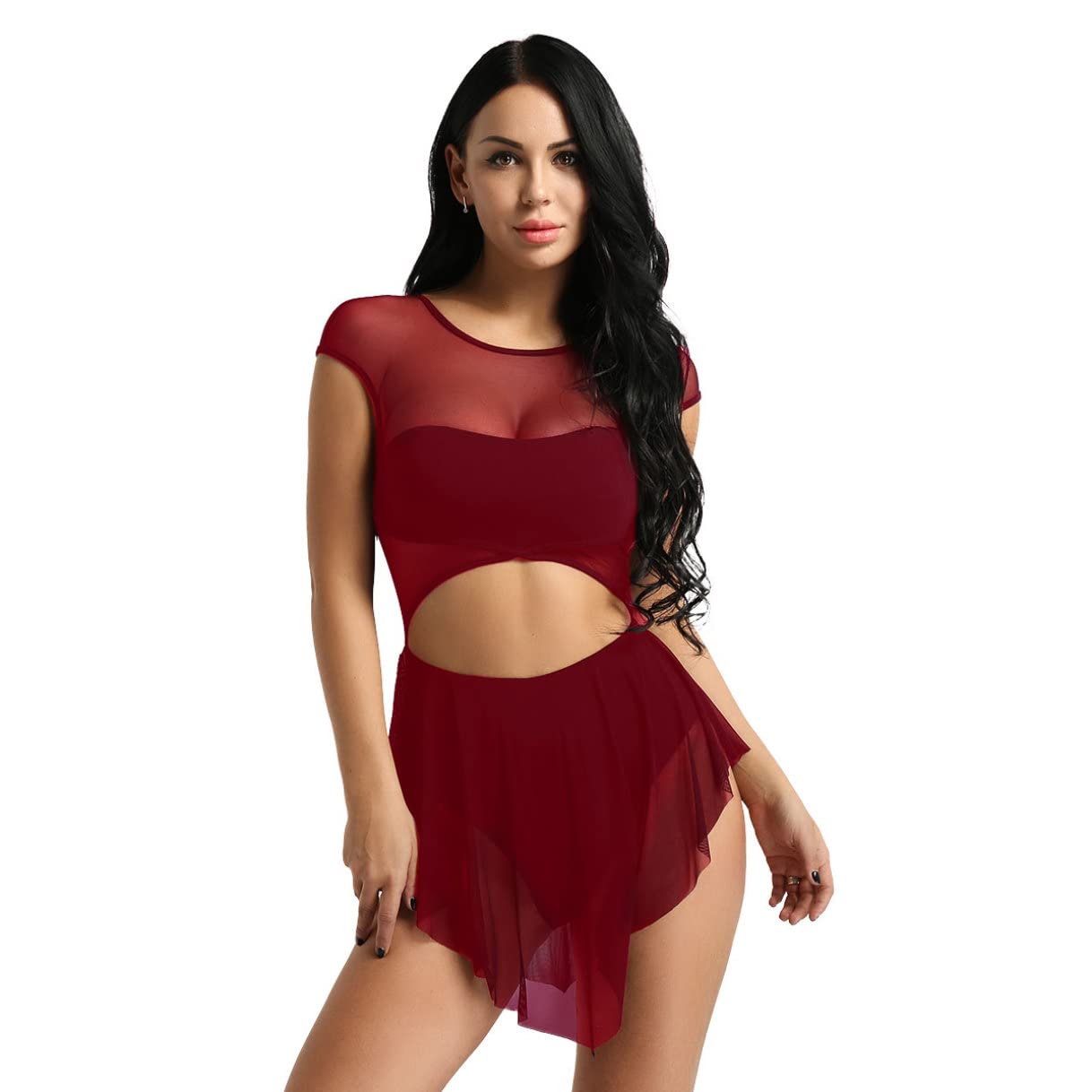 Women's Lyrical Ballet Leotard - Contemporary Dance Costume with Mesh Design for Latin & Modern Dance | Perfect for Performances, Recitals & Dance Classes