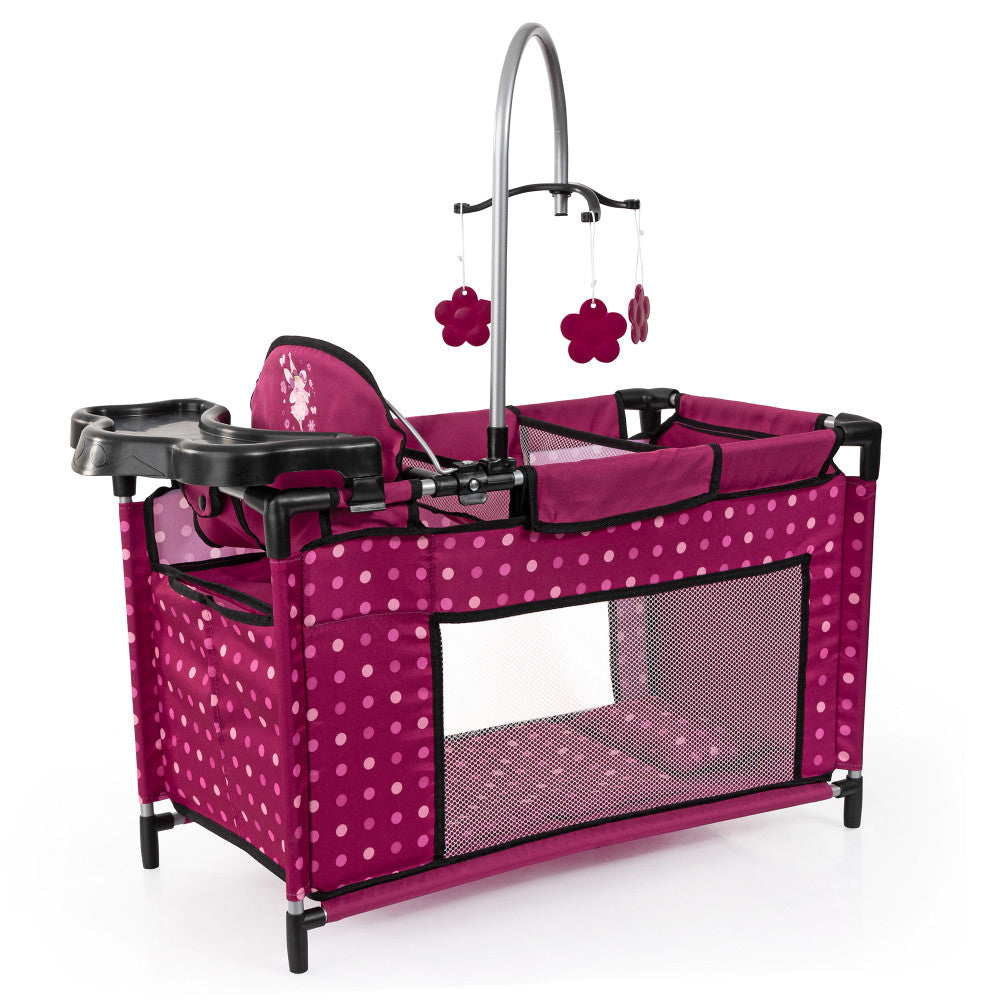 Bayer Design Dolls Playpen - Hot Pink with Dots & Fairy Theme for 18
