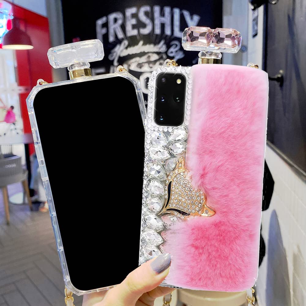 3D Bear Leopard Diamond Protective Case for iPhone 11 Pro Max - Handmade Bling Peacock Perfume Bottle Design with Lanyard | Fashionable & Durable Phone Cover for Daily Use, Parties & Special Occasions