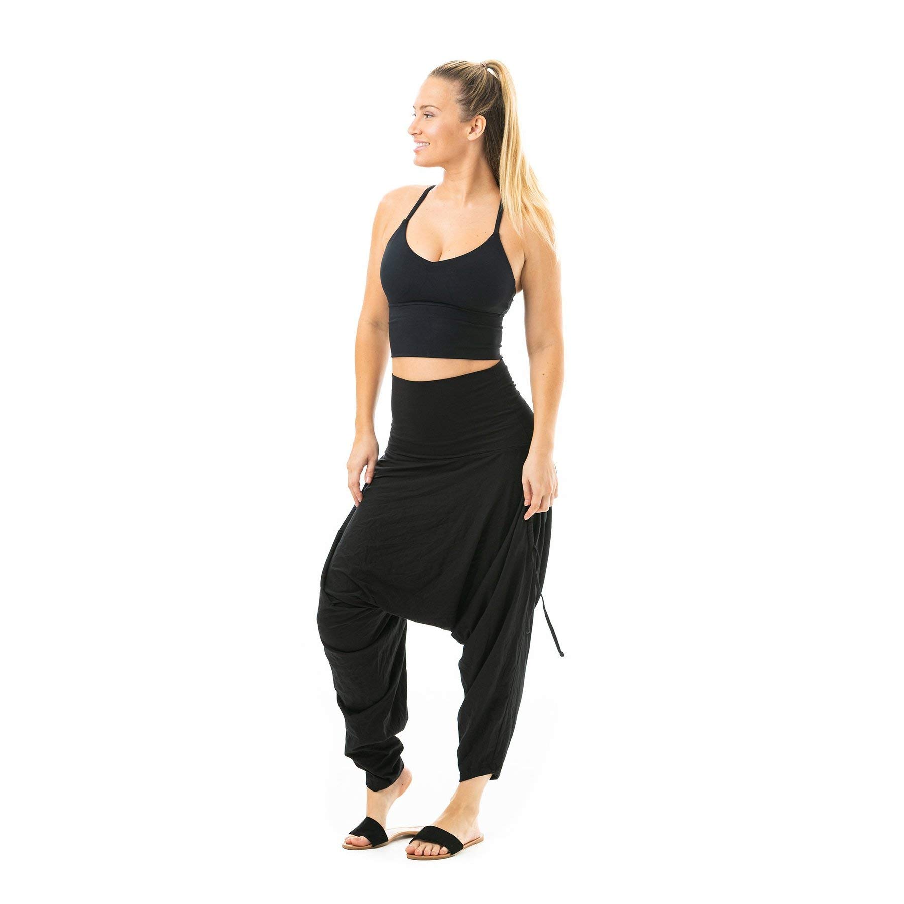 Buddha Pants San Francisco Harem Pants for Women with Pockets - Soft Cotton Boho Pants - Breathable Bamboo Yoga Pants - Perfect for Beach, Yoga, Meditation & Lounge Wear
