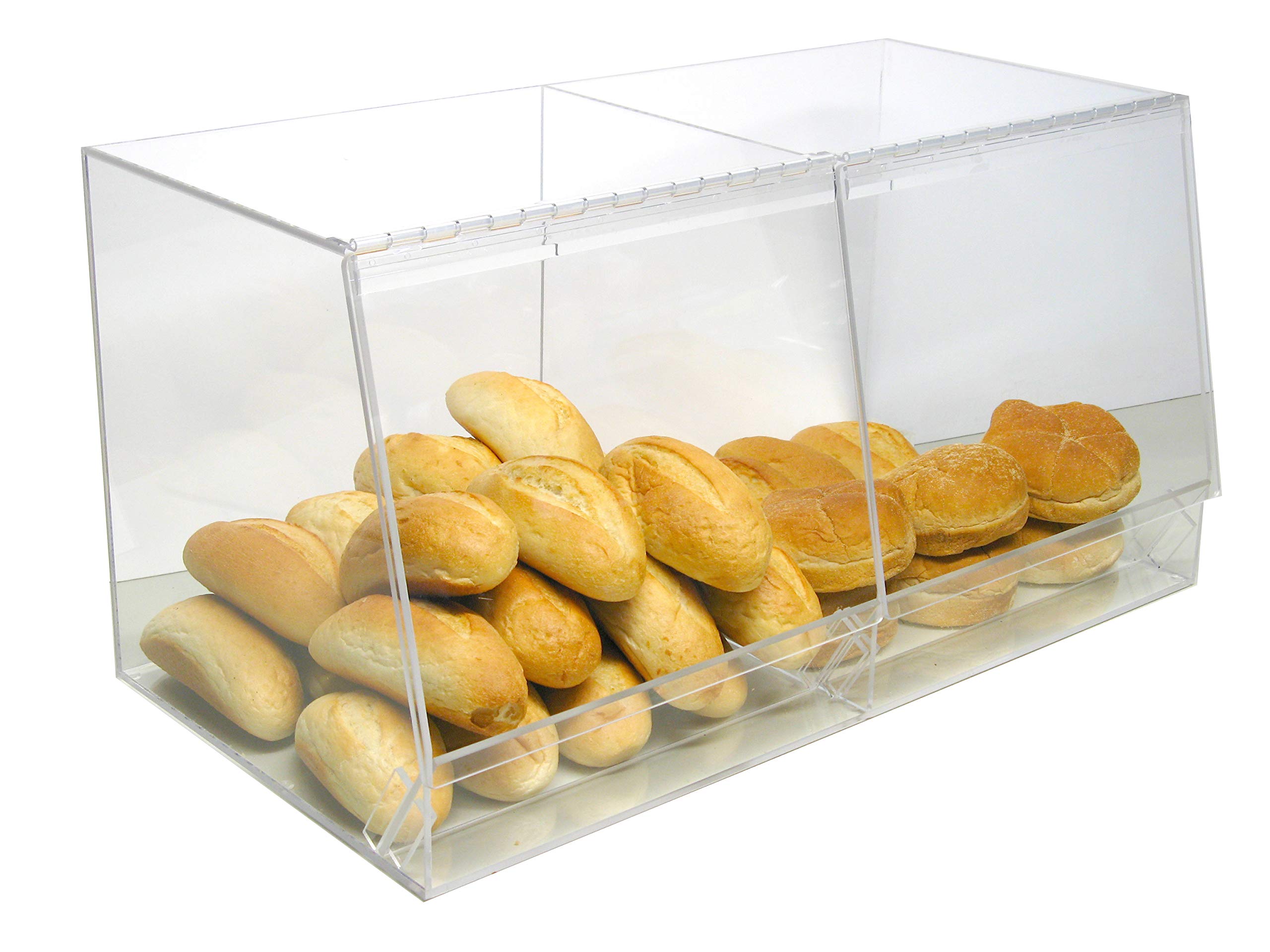 RCS Plastics Bulk Bread Storage Display Case - 2 Containers for Deli, Convenience Stores & Bakeries | Perfect for Sandwiches, Pastries, Donuts & Bagels | Removable Crumb Cleanout | Ideal for Commercial Food Display & Retail Organization