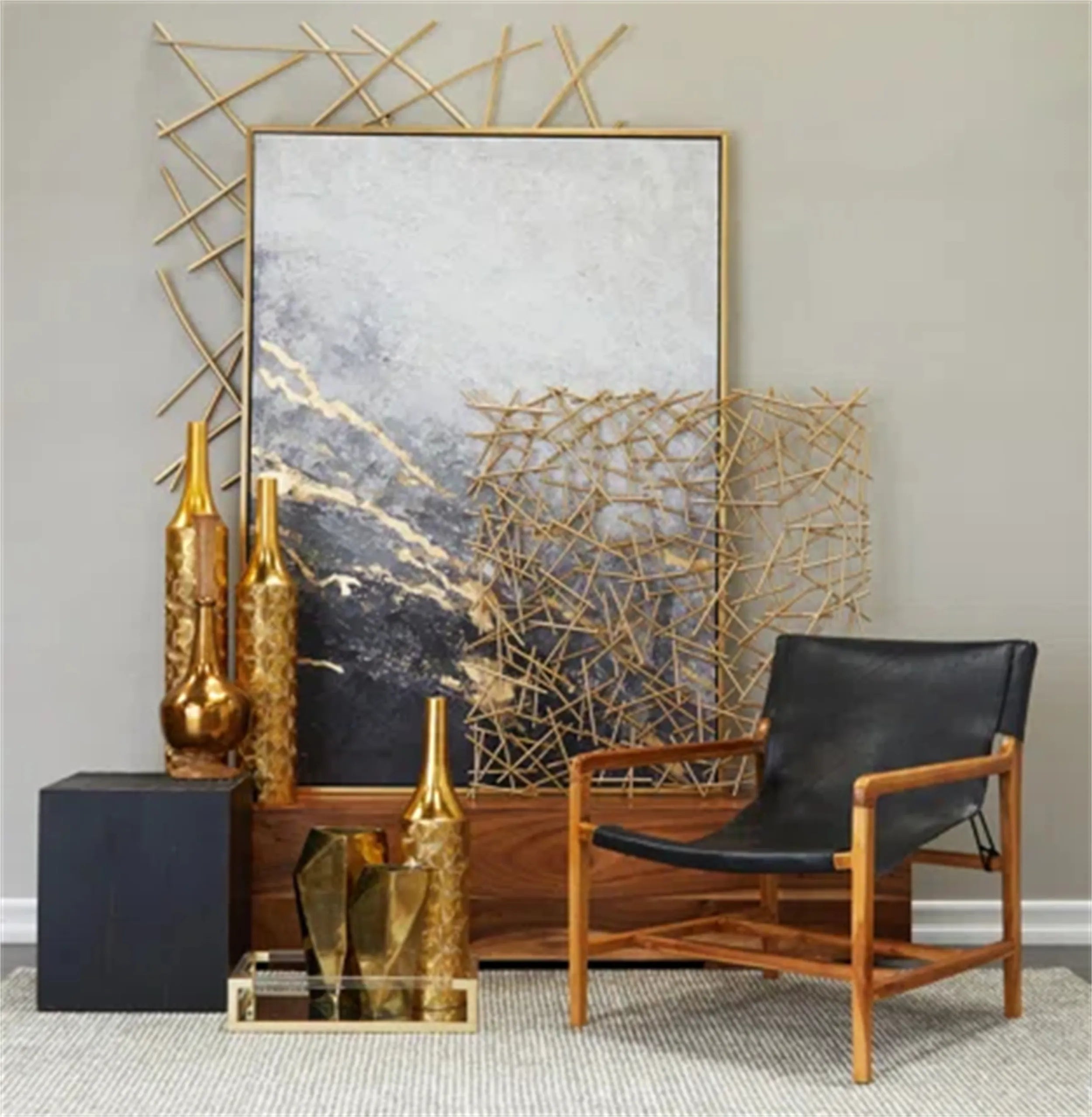 Abstract Painting #AB 127 - Modern Wall Art Decor for Living Room, Bedroom & Office - Handmade Canvas Artwork for Home & Interior Design