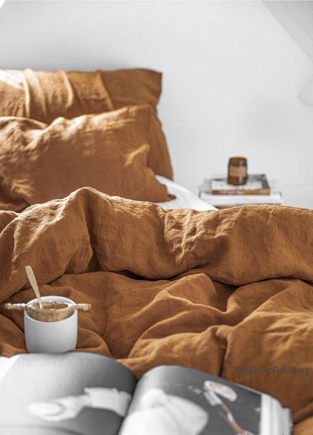 100% Cotton Stonewashed Duvet Cover Set - Cinnamon Color for King, Queen, Full & Toddler Beds | Soft & Breathable Bedding for Cozy Nights & Guest Rooms