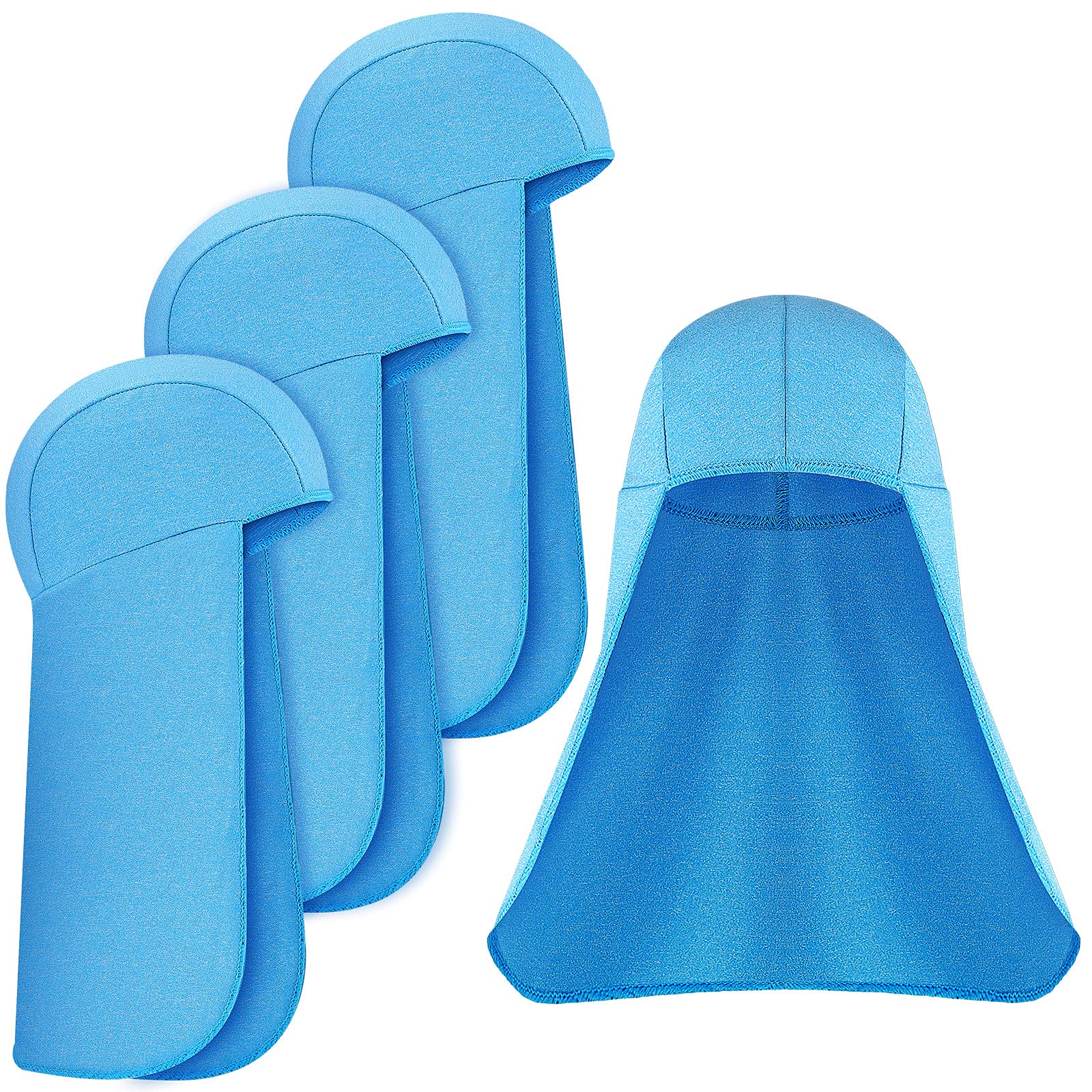 4 Pack Cooling Sun Shade Neck Cover - Quick Dry UV Protection Skull Cap for Construction, Hiking & Outdoor Work (Blue)