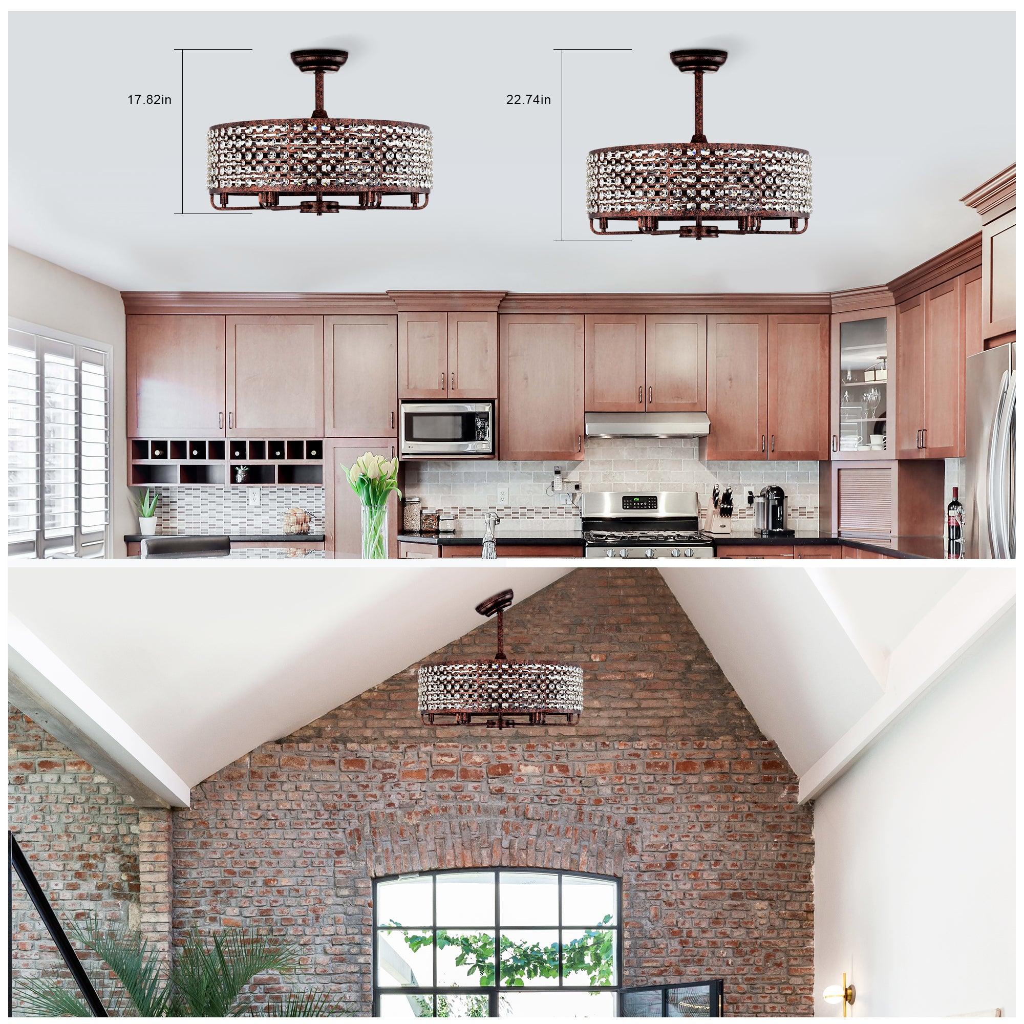 26.8 Inch Crystal Chandelier Ceiling Fan with Remote Control - 3 ABS Blades & 4 Light Fixtures (Bulbs Not Included) - Perfect for Living Room, Bedroom, and Dining Room Lighting