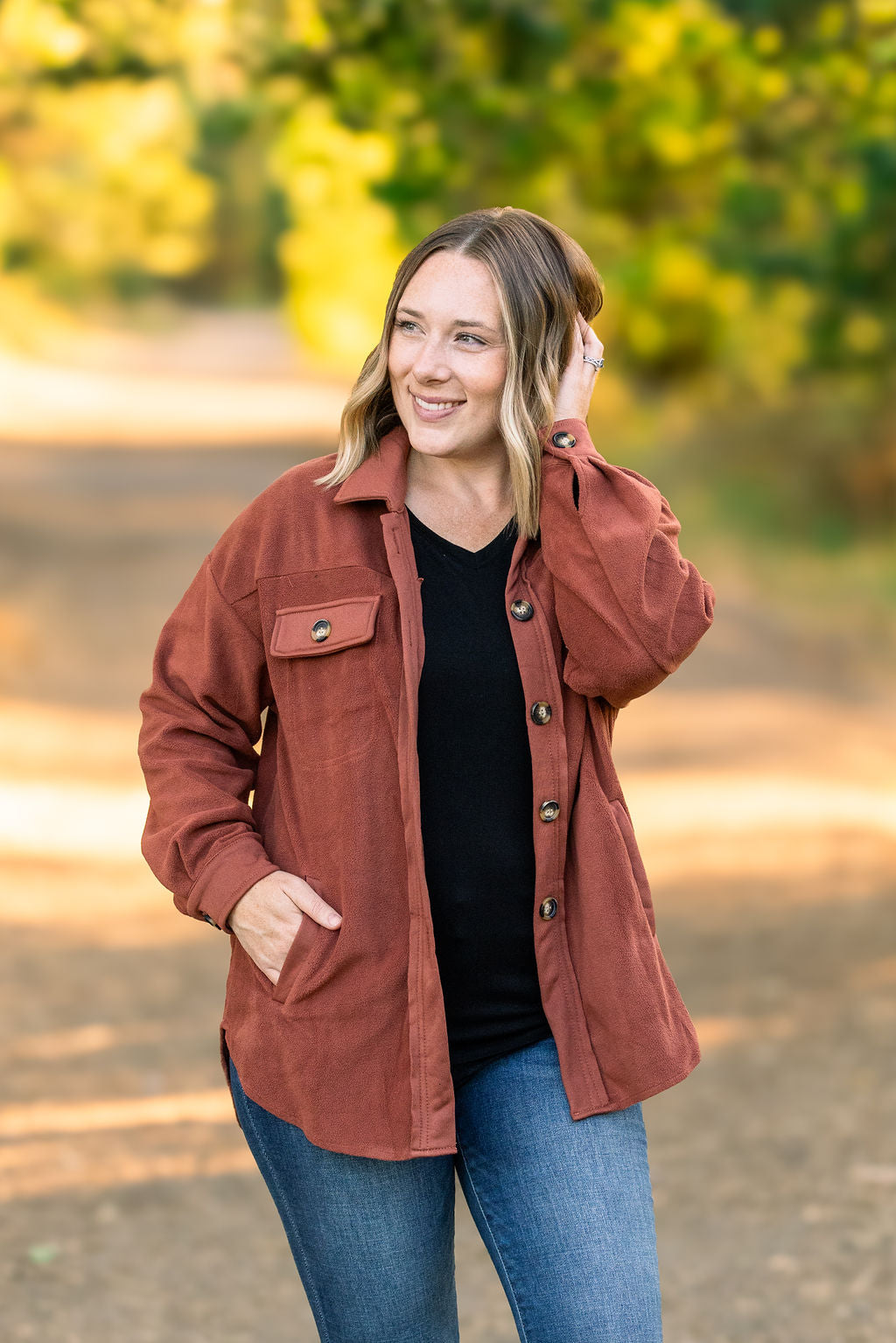 Jordan Shacket in Terra Cotta - Men's Fleece Lined Overshirt for Casual Wear & Outdoor Activities