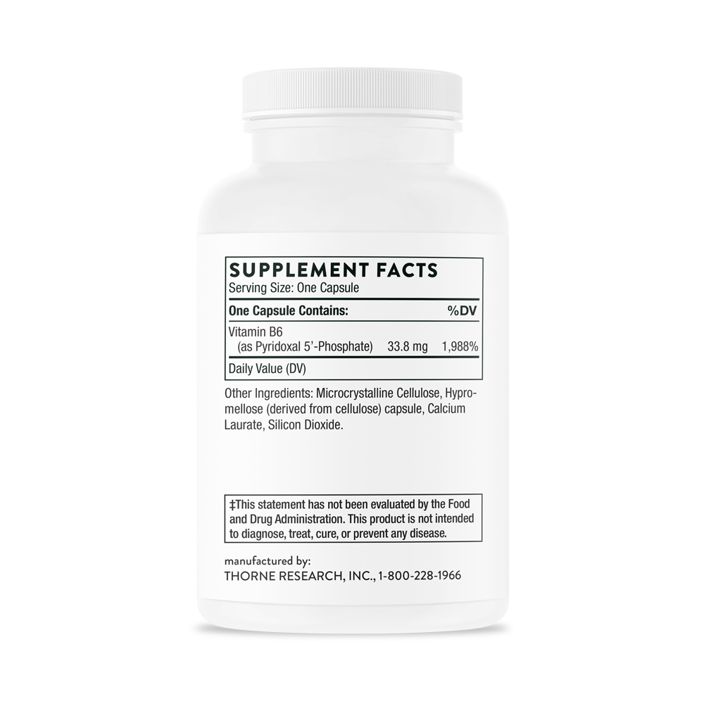 Thorne Pyridoxal 5' Phosphate (B126) - Active Vitamin B6 Supplement for Energy & Nervous System Support - Ideal for Stress Relief & Cognitive Function