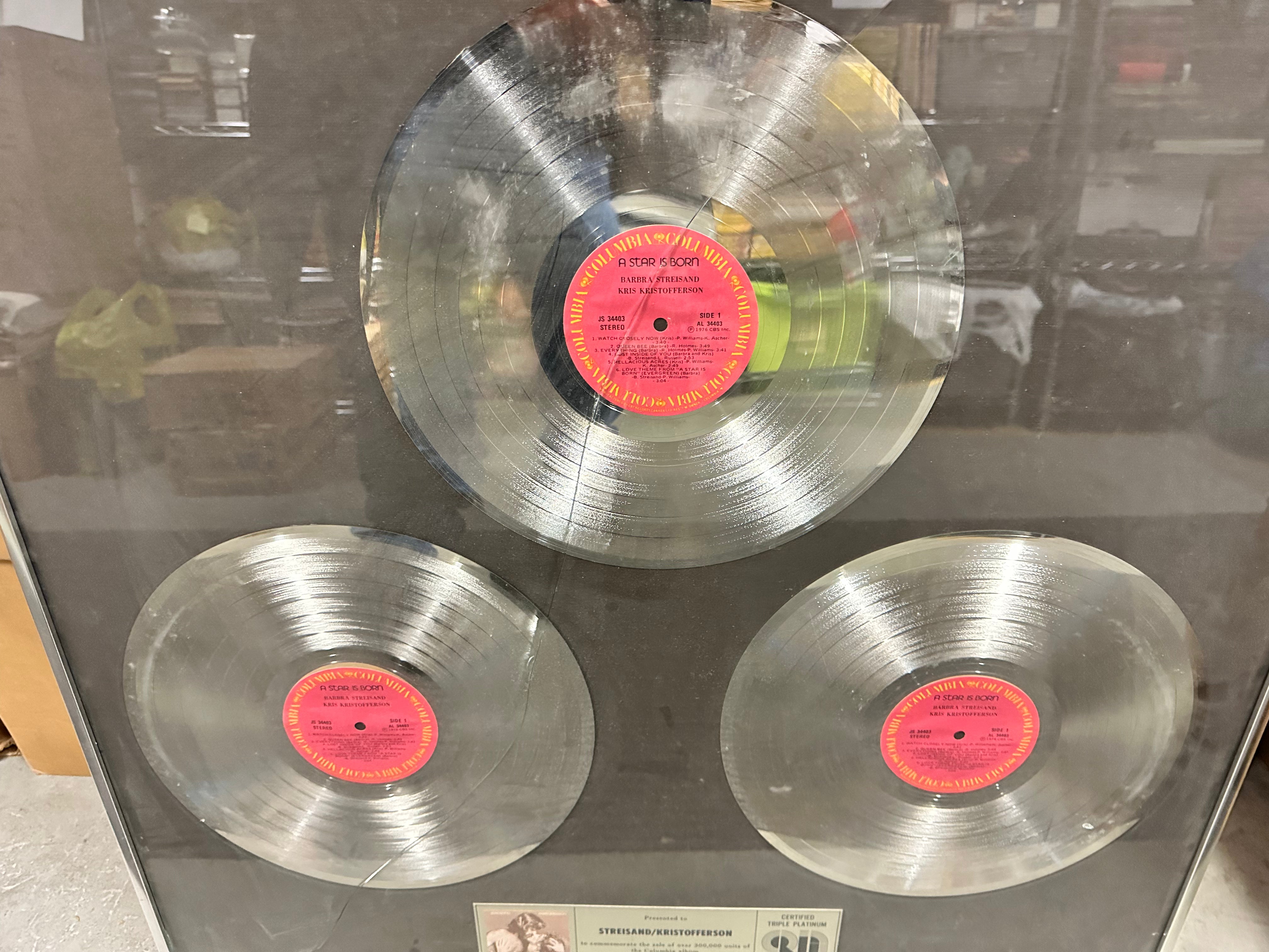 Rare A Star is Born 1977 Triple Platinum Records Set - Framed Display for Music Collectors & Movie Fans - Perfect for Home Theater, Man Cave, or Gift