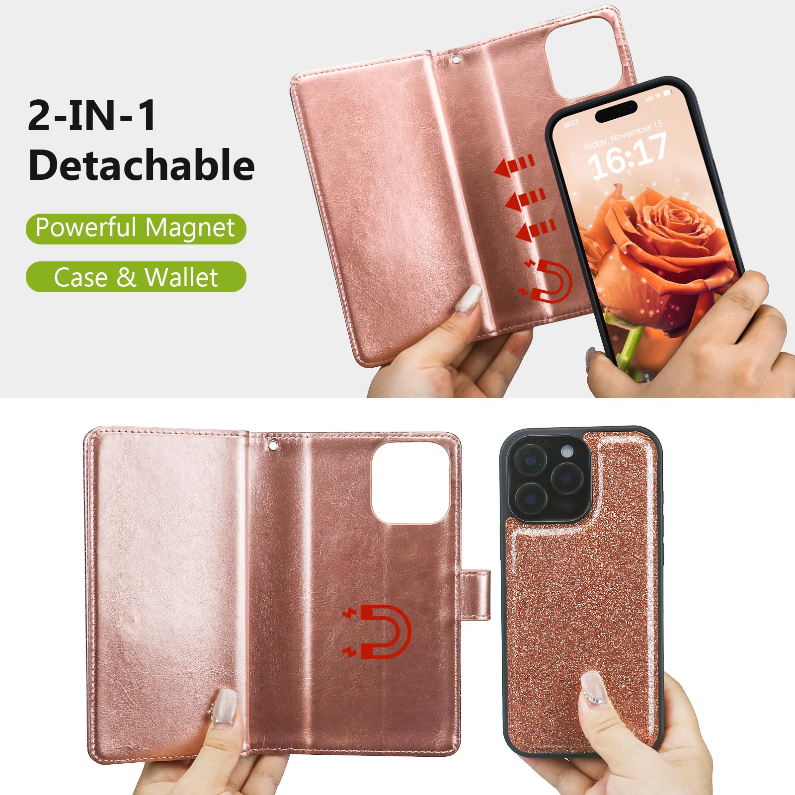 Detachable Magnetic Wallet Case for iPhone 12 Pro Max (6.7