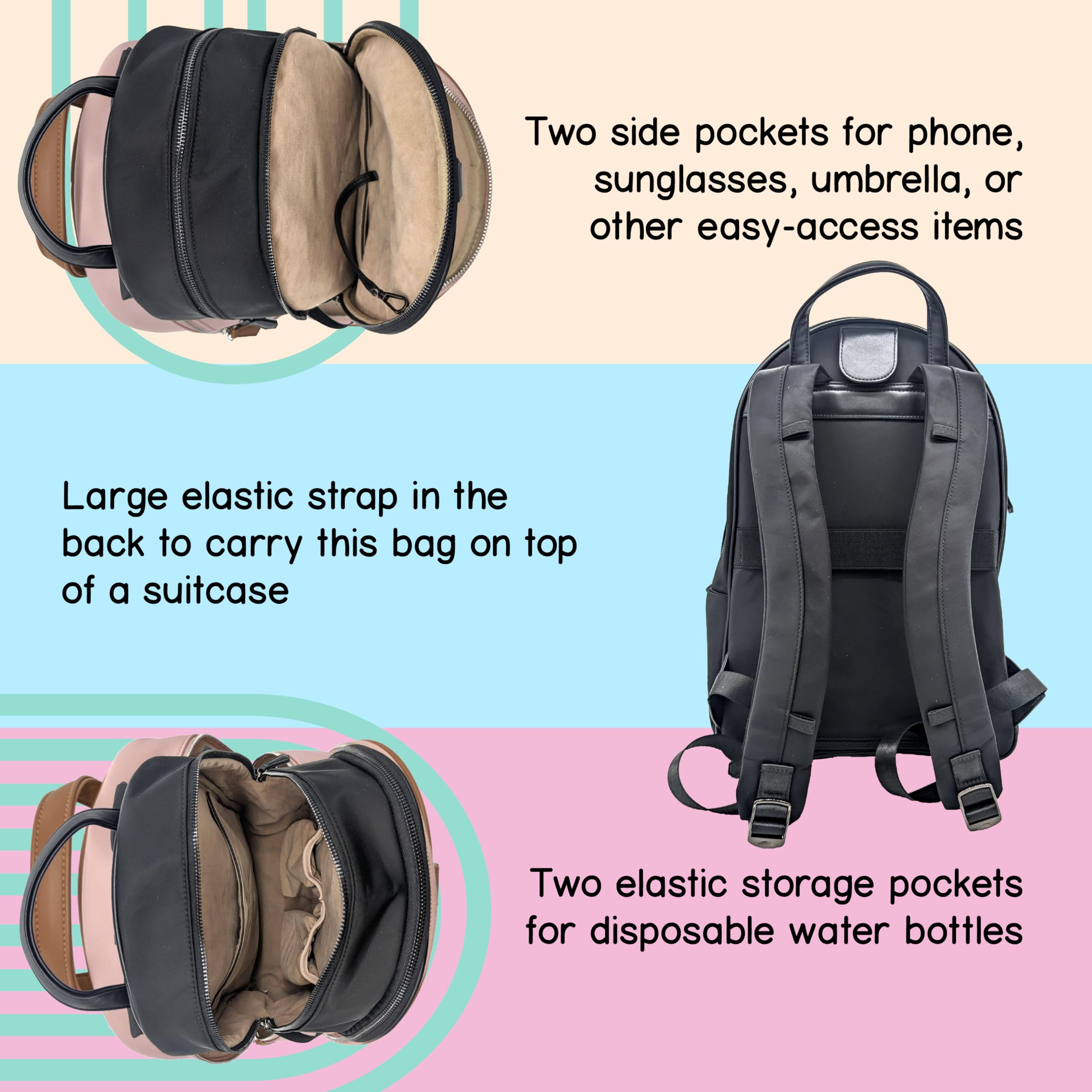 Premium Master Gracey Leather Backpack for Boys & Girls - Adjustable Straps, Hydration Kit & Locking Pins - Durable Travel & Theme Park Backpack - Onyx Black - Perfect for School, Hiking, Disney Trips & Daily Adventures