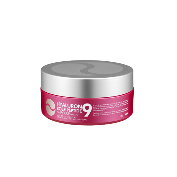 Medi Peel Hyaluron Rose Peptide 9 Ampoule Eye Patch - Hydrating Under Eye Mask for Dark Circles & Wrinkles - Perfect for Night Care & Travel Skincare Routine