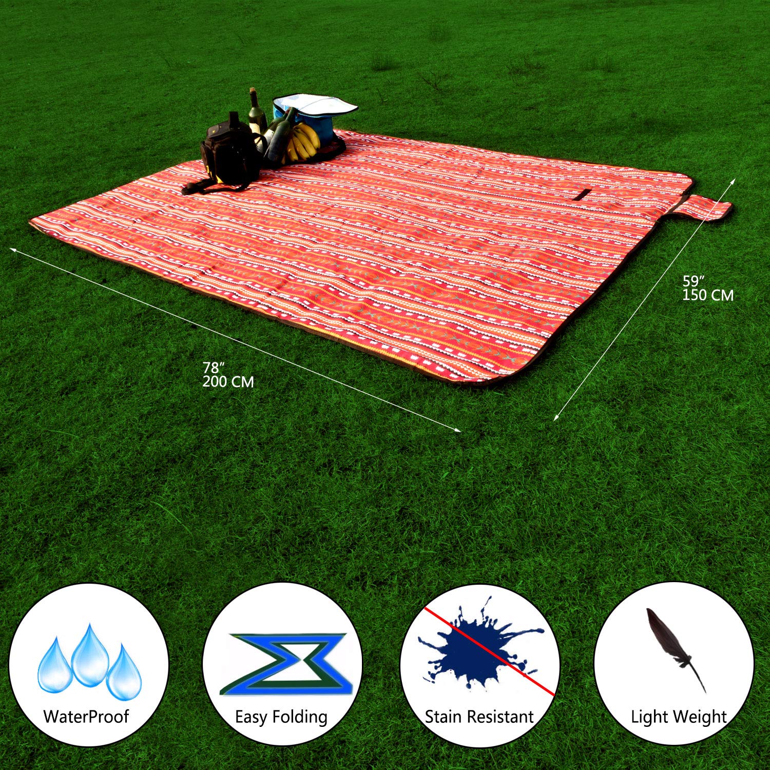 Waterproof Sandproof Picnic Blanket - Extra Large 60