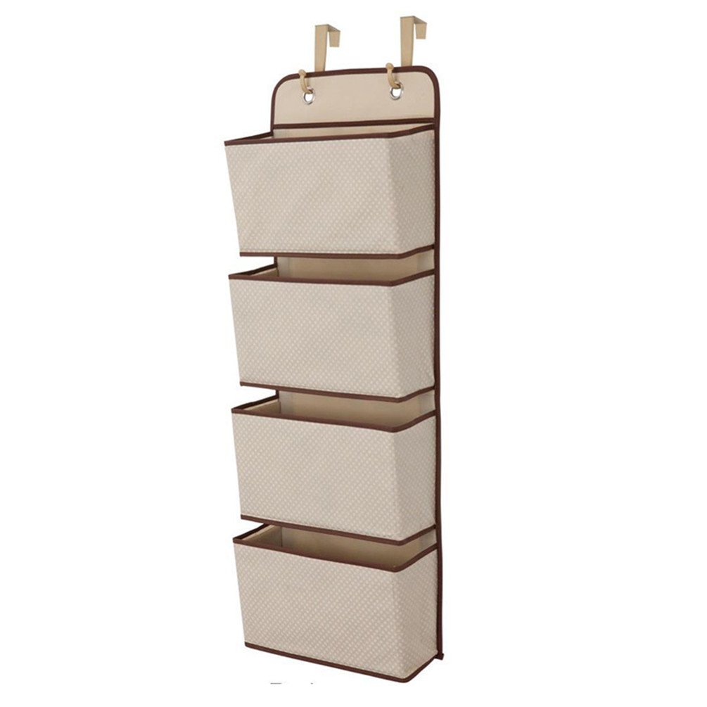 4-Pocket Over The Door Hanging Organizer - Durable Non-Woven Fabric Storage Bag for Toys, Towels, Bottles & More - Perfect for Bedroom, Bathroom & Closet Organization