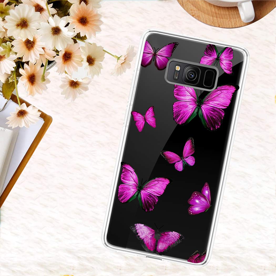 Cute Clear Slim Shockproof TPU Rubber Phone Case for Samsung Galaxy S8 - Butterfly Pattern Protective Cover for Women & Girls | Perfect for Everyday Use, Work & Travel