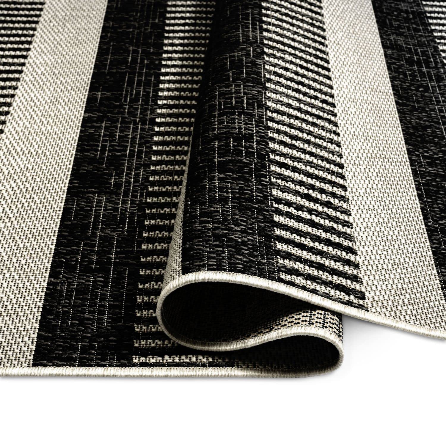 Nicole Miller New York Patio Country Charlotte Modern Stripe Indoor/Outdoor Area Rug - Black & Grey - 7'9