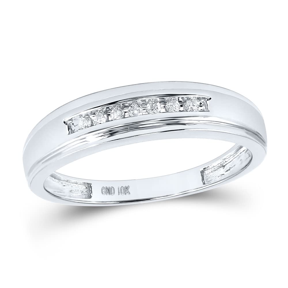 10K White Gold Men's Round Diamond Channel-Set Wedding Band Ring - 1/12 CTTW - Anniversary, Engagement & Gift for Him - Perfect for Proposals, Vows & Special Occasions