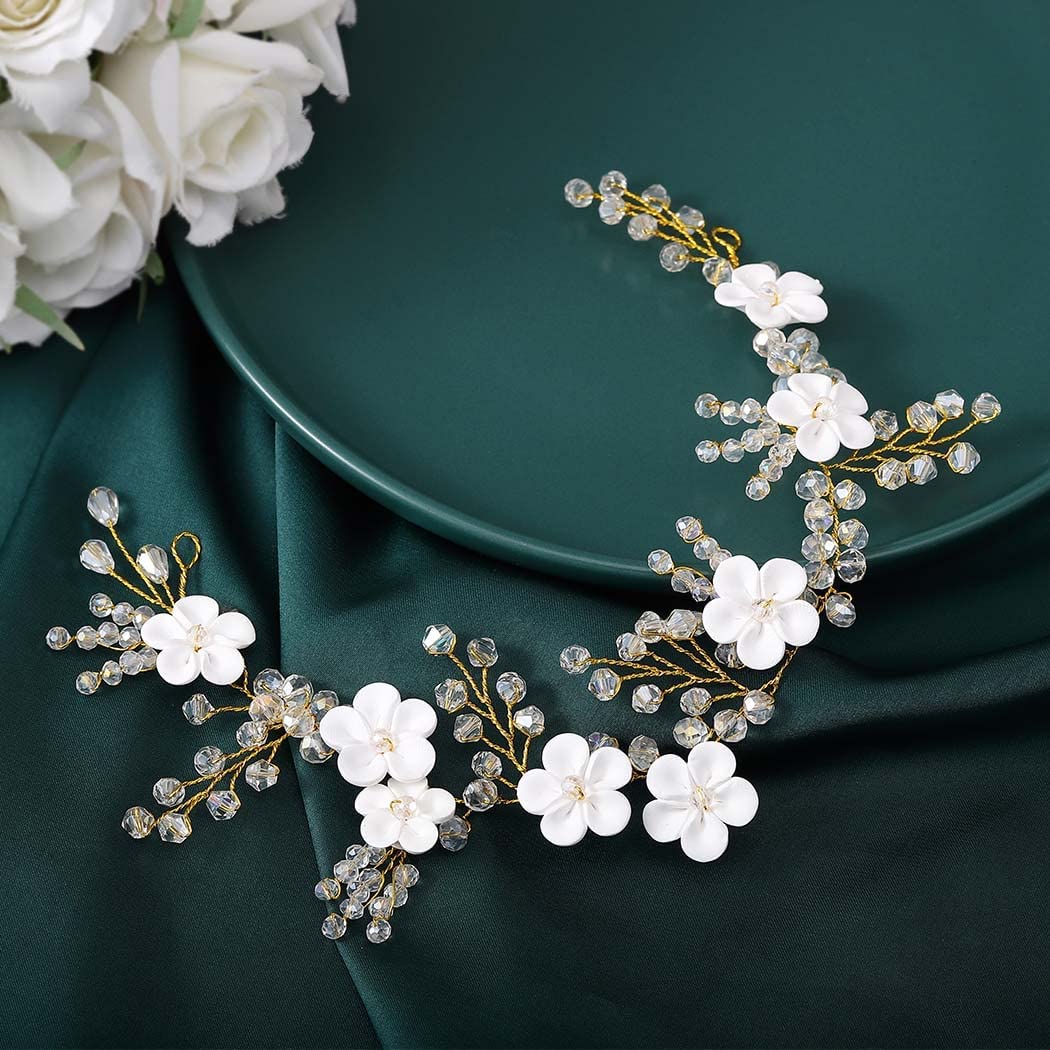 JONKY Bridal Hair Vine - Gold Beaded Wedding Hairpiece for Bride | Perfect for Weddings & Special Events
