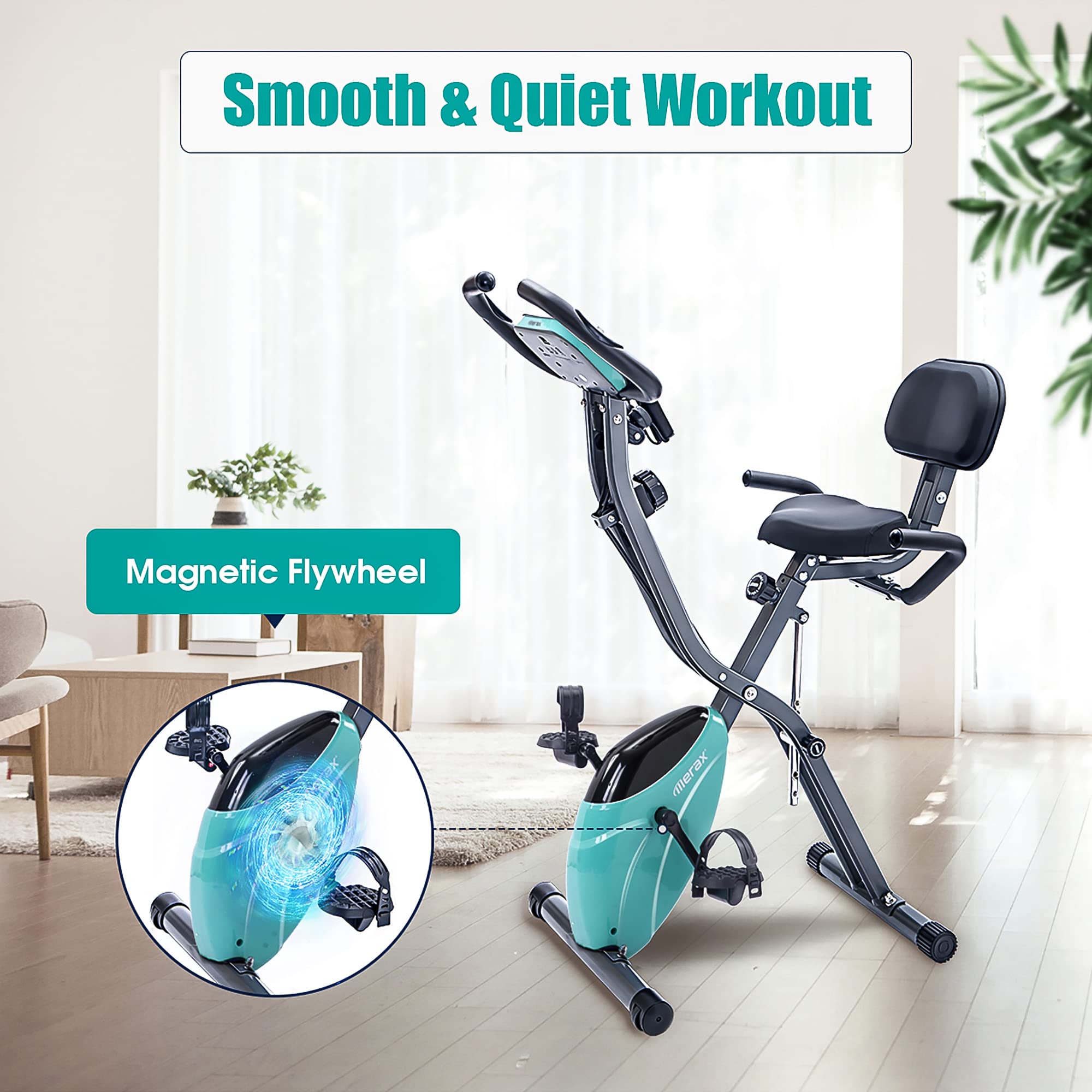 Merax 2-in-1 Recumbent & Upright Exercise Bike - 16-Level Magnetic Resistance Foldable Stationary Bike for Home Workouts | Indoor Cycling Machine for Cardio Training & Fitness