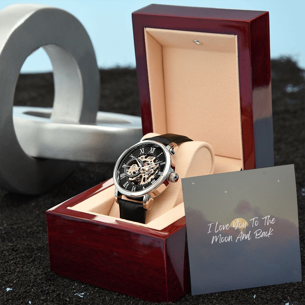 Stylish Openwork Men's Watch - Water Resistant Gift for Husband, Boyfriend or Fiancé - Perfect for Anniversaries, Birthdays & Special Occasions
