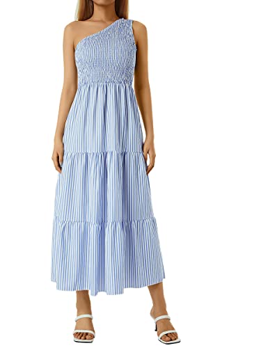 Stripe One Shoulder Blue
