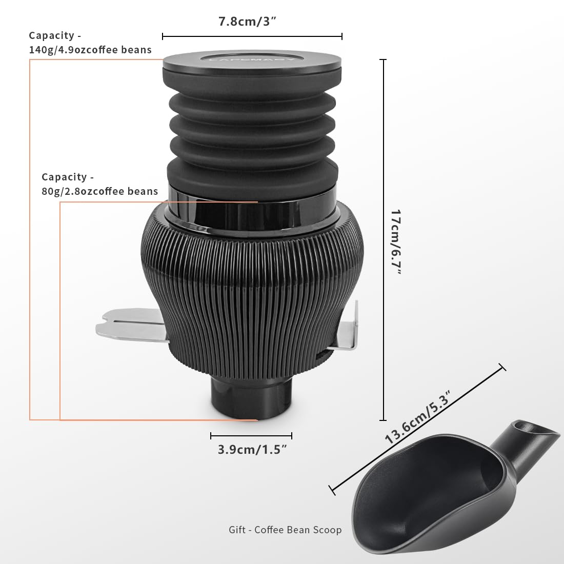 Premium Coffee Grinder Cleaning Kit - Single Dose Hopper with Aluminum Lid & Air Bellow - Compatible with Mahlkonig X54 Espresso Grinder - Perfect for Home Baristas & Coffee Shops