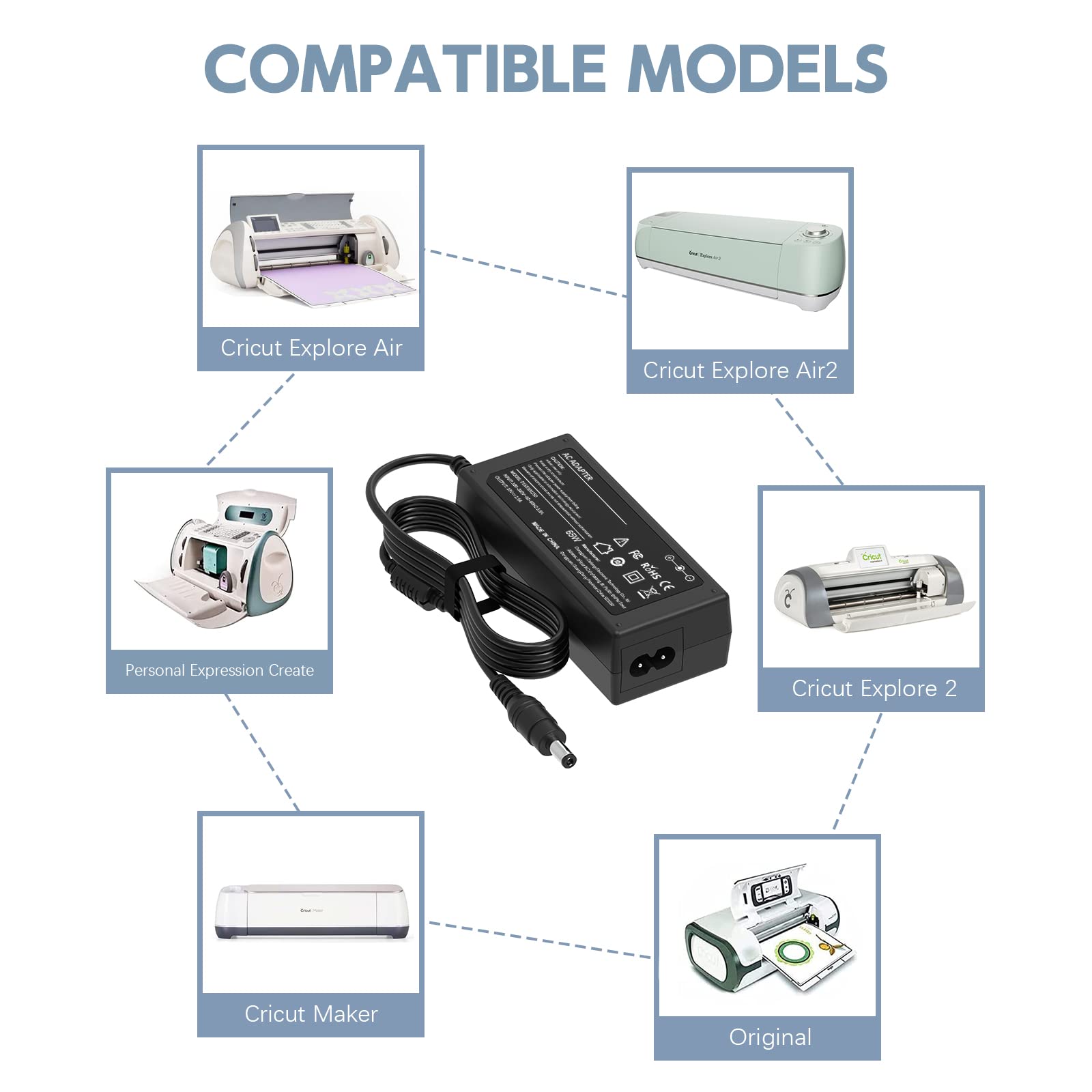 Original Cricut 18V Power Adapter Replacement for Explore Air 2/Maker/Expression2/Create/Cake/Mini/Original/One - Black Power Cord for DIY Crafting, Scrapbooking & Vinyl Cutting Projects