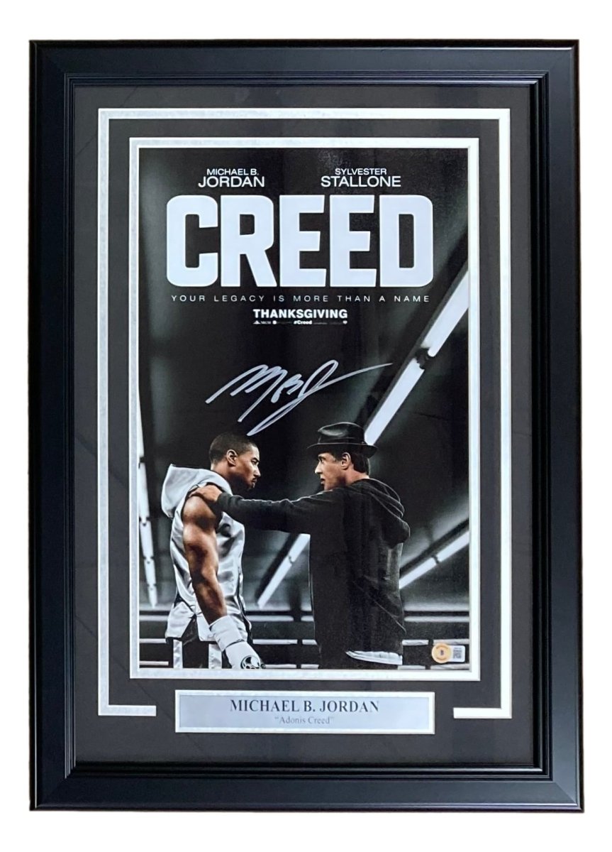 Michael B Jordan & Sylvester Stallone Autographed Creed Movie Poster - 11x17 Framed Collectible Photo - Perfect for Movie Memorabilia Fans & Home Theater Decor