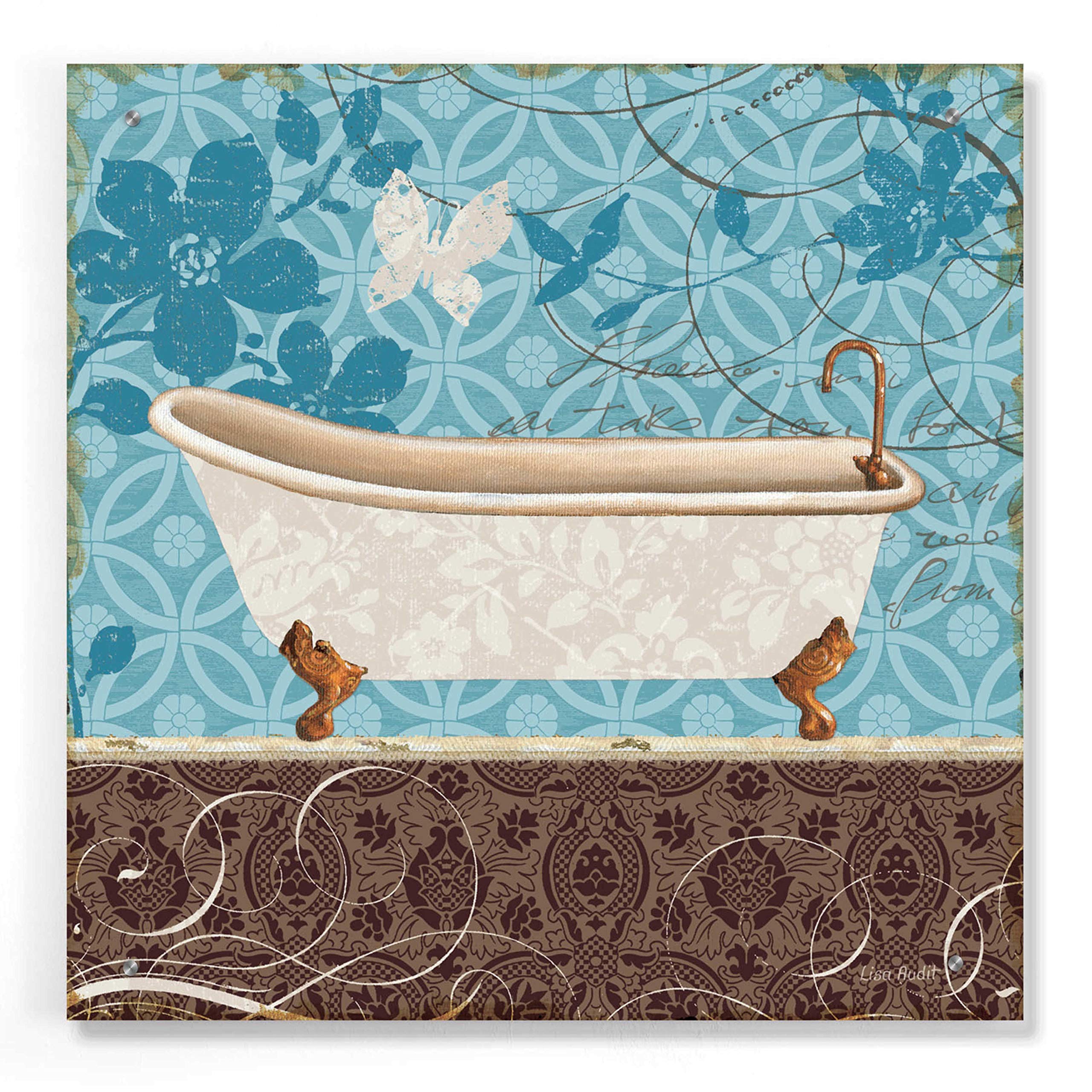 Lisa Audit 'Eco Motif Bath I' Acrylic Glass Wall Art - 24x24 Inches Modern Abstract Painting for Living Room, Bedroom & Office Decor