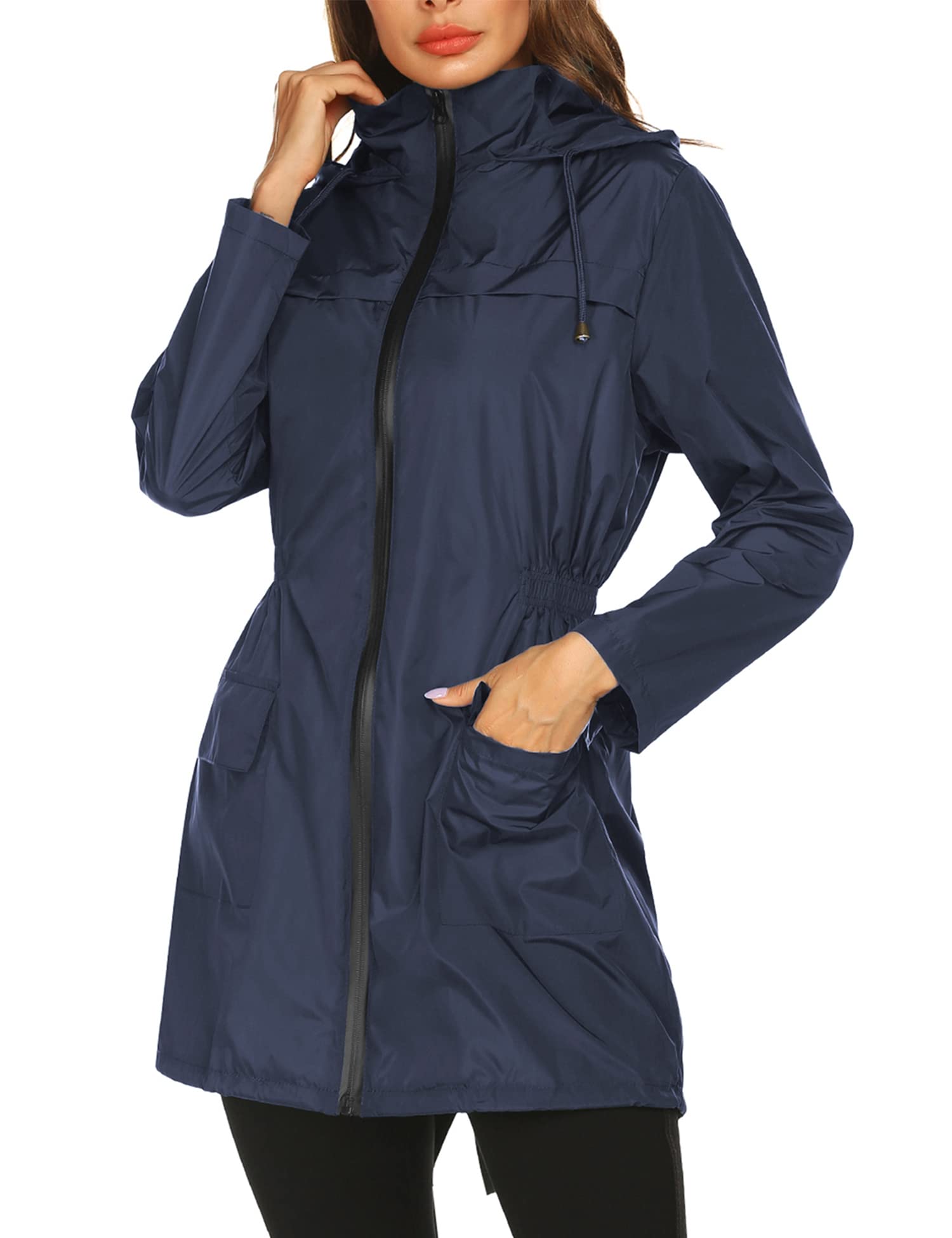 Women's Waterproof Lightweight Packable Hooded Raincoat - Outdoor Hiking, Travel & Commuting Essential