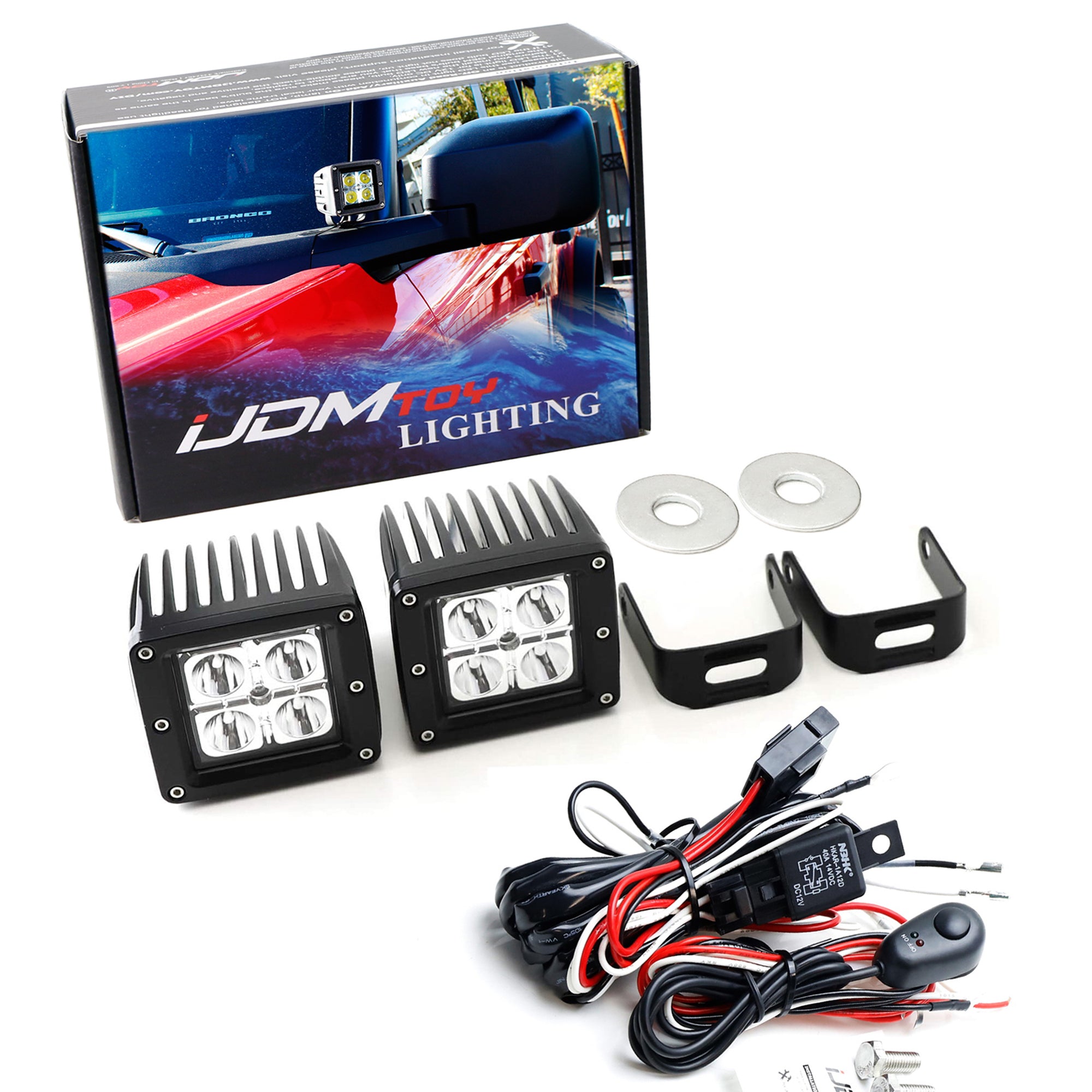 20W LED A-Pillar Cubic Pod Light Kit with Wiring Harness for 2021+ Ford Bronco | Off-Road Lighting & Night Driving Accessories