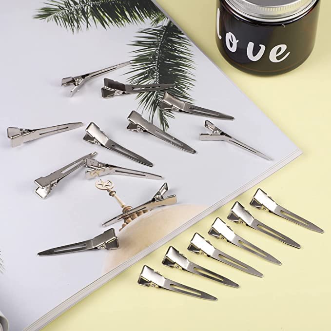 Ezume® 12-Piece 1.75 Inch Single Prong Curl Clips - Metal Alligator Hair Pins for Hair Extensions, Styling & Sectioning - Perfect for Salon, Home Use & DIY Hairstyles