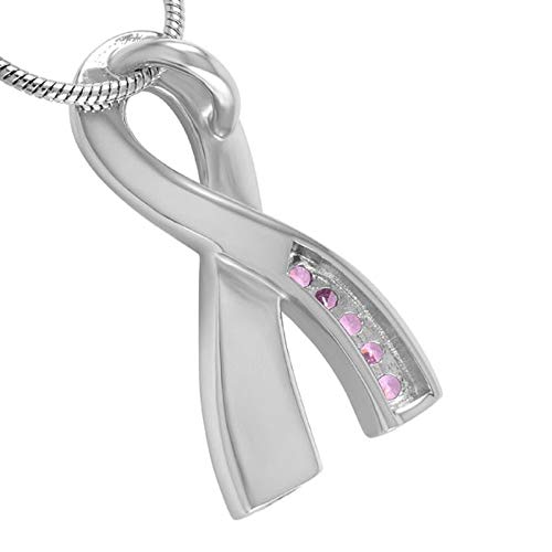 Memorial Jewelry Urn Necklace for Ashes - Cross Ribbon Cremation Keepsake Pendant for Women - Sympathy Gift for Breast Cancer Awareness, Loss of Loved Ones & Pet Ashes - Perfect for Remembrance, Funerals & Daily Wear