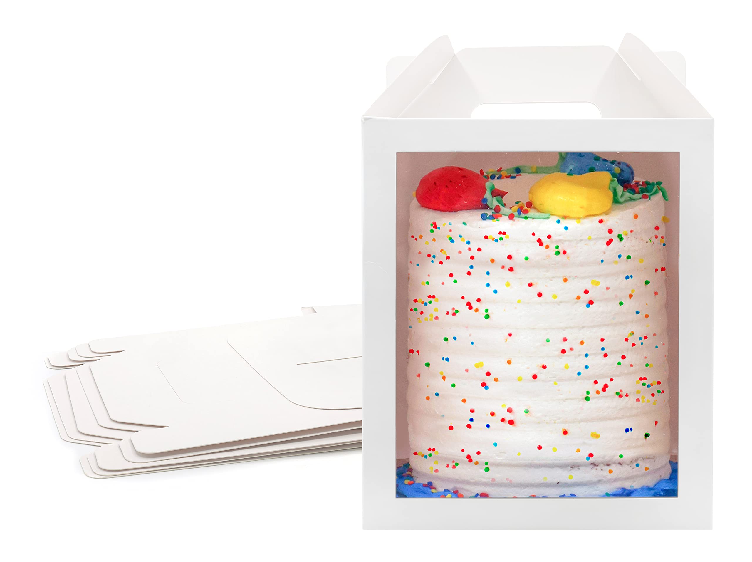6-Pack 10x10x12 Inch Clear Window Cake Boxes with Handle - Tall Cake Carrier for Wedding, Tier & Large Cakes - Perfect for Bakery Transport, Party Dessert Display & Gift Packaging