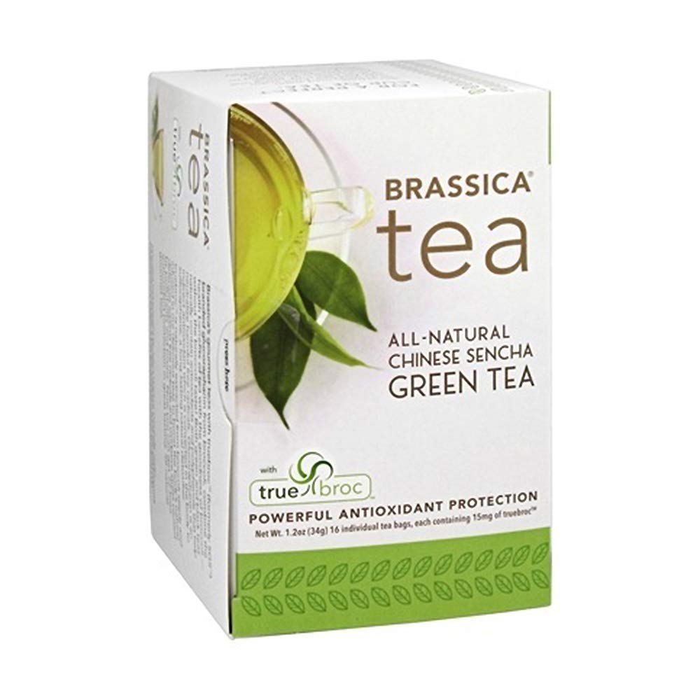 Organic Brassica Sencha Green Tea with Truebroc - 16 Tea Bags for Daily Wellness & Relaxation | Perfect for Morning Boost or Afternoon Detox