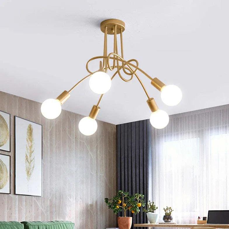 Elegant White Multi-Bulb Entwined Ceiling Light Fixture - Perfect for Living Room, Bedroom, and Dining Room Lighting Decor